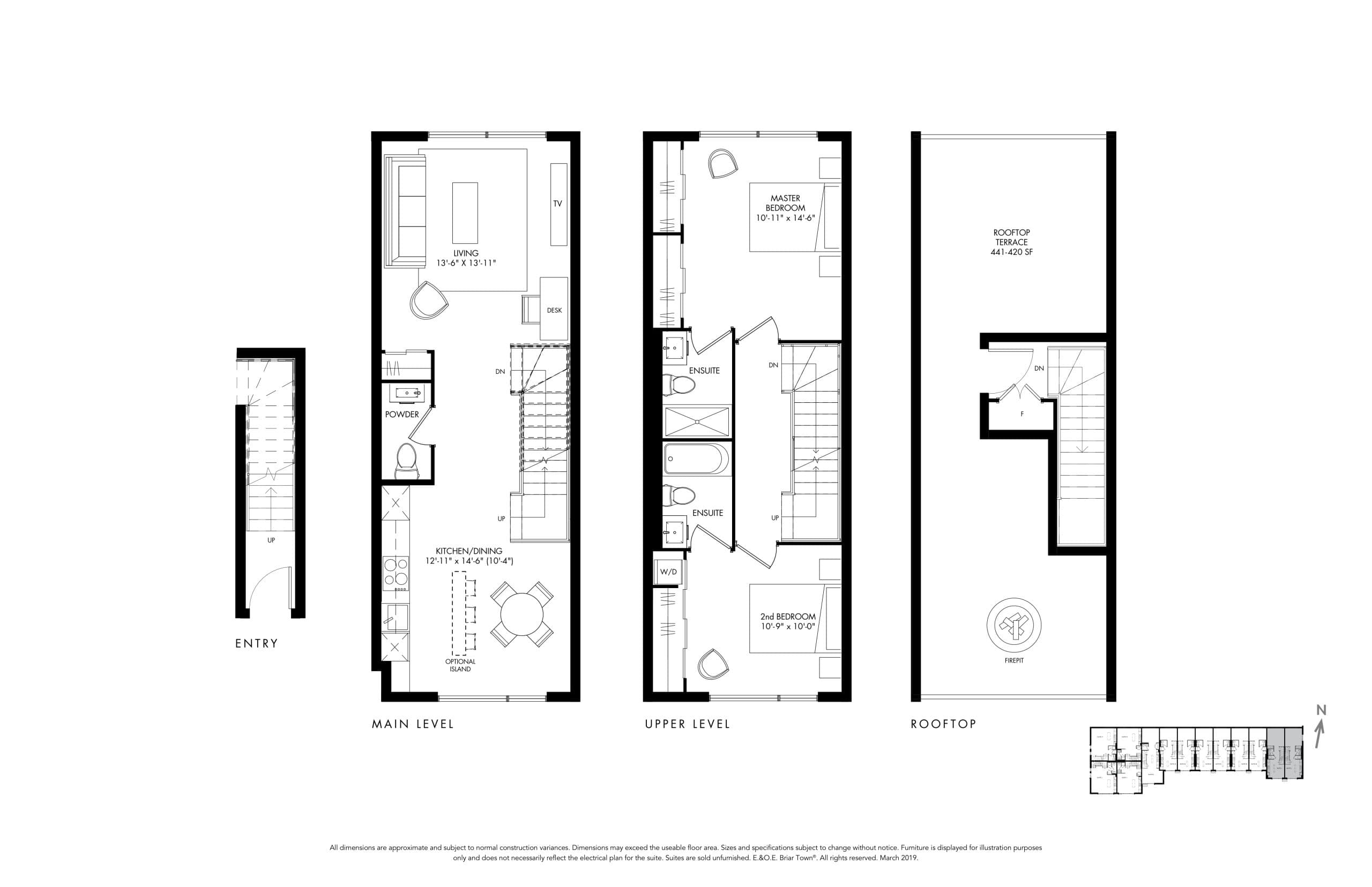 Suite K Floor Plan at BT Modern Towns Bayview Village - 1378 sq.ft