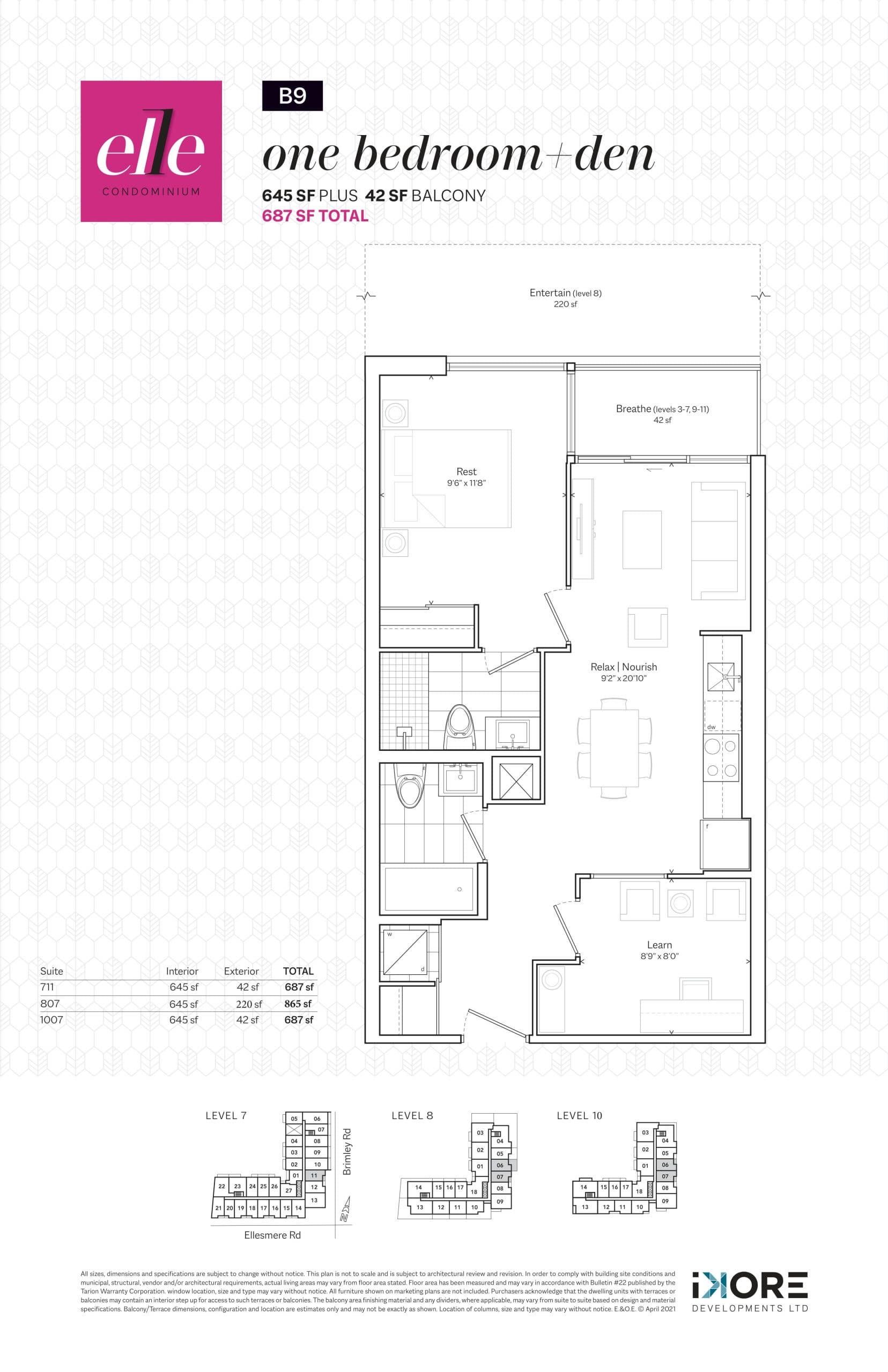 B9 Floor Plan at ELLE Condos - 645 sq.ft