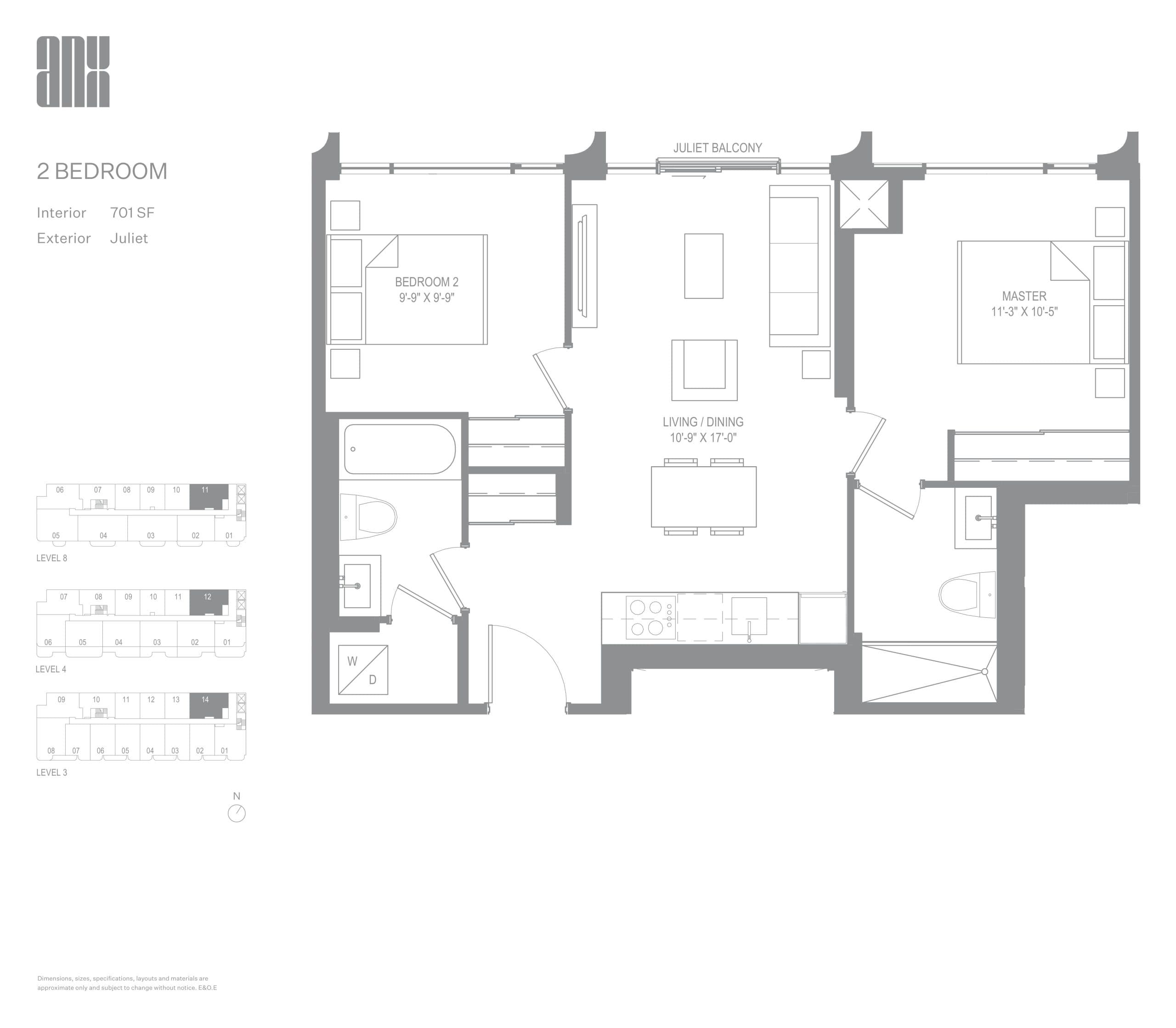 701 SF Floor Plan at ANX Condos - 701 sq.ft