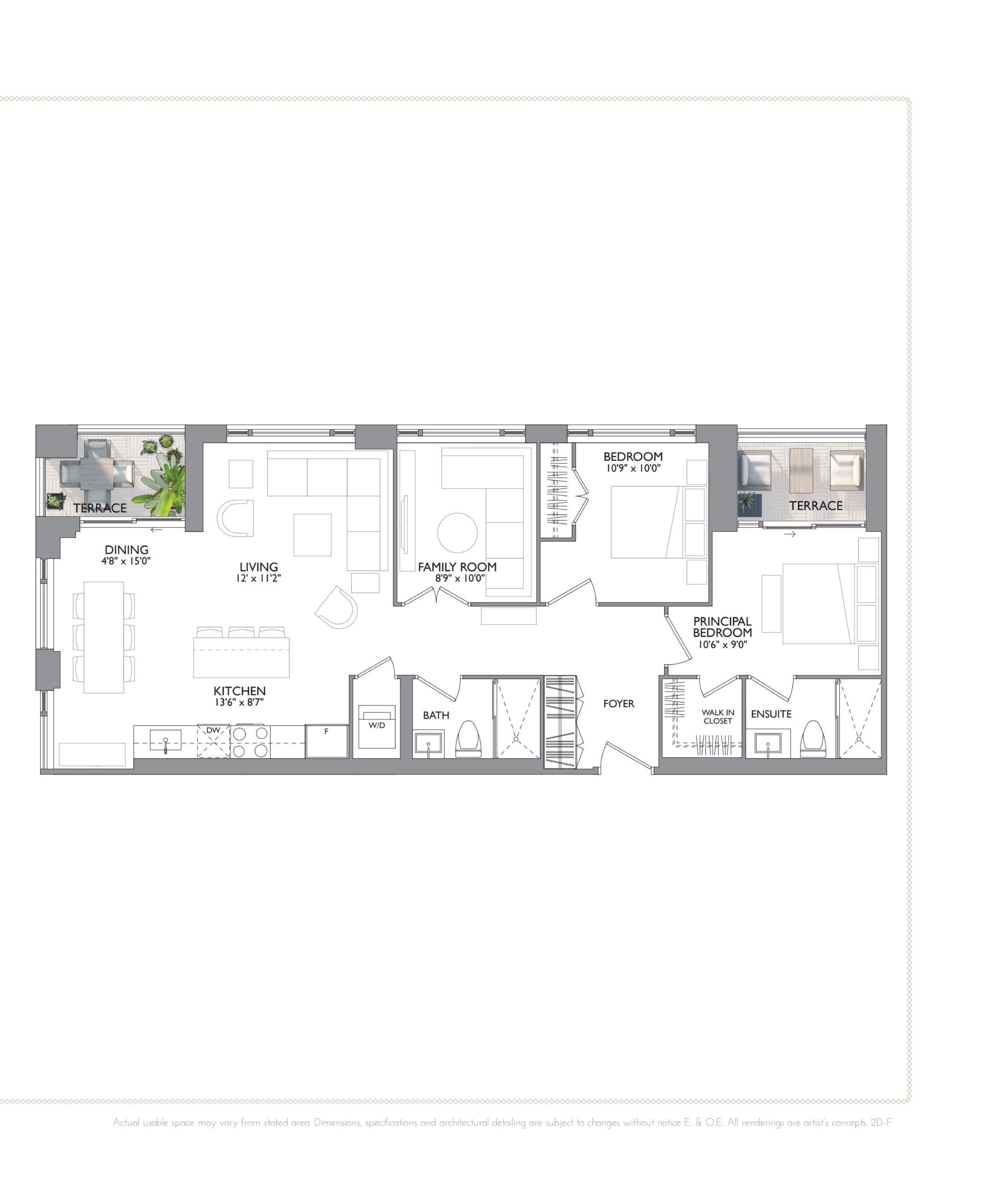 The Ruby Floor Plan at Kingsway Grand Condos - 1066 sq.ft