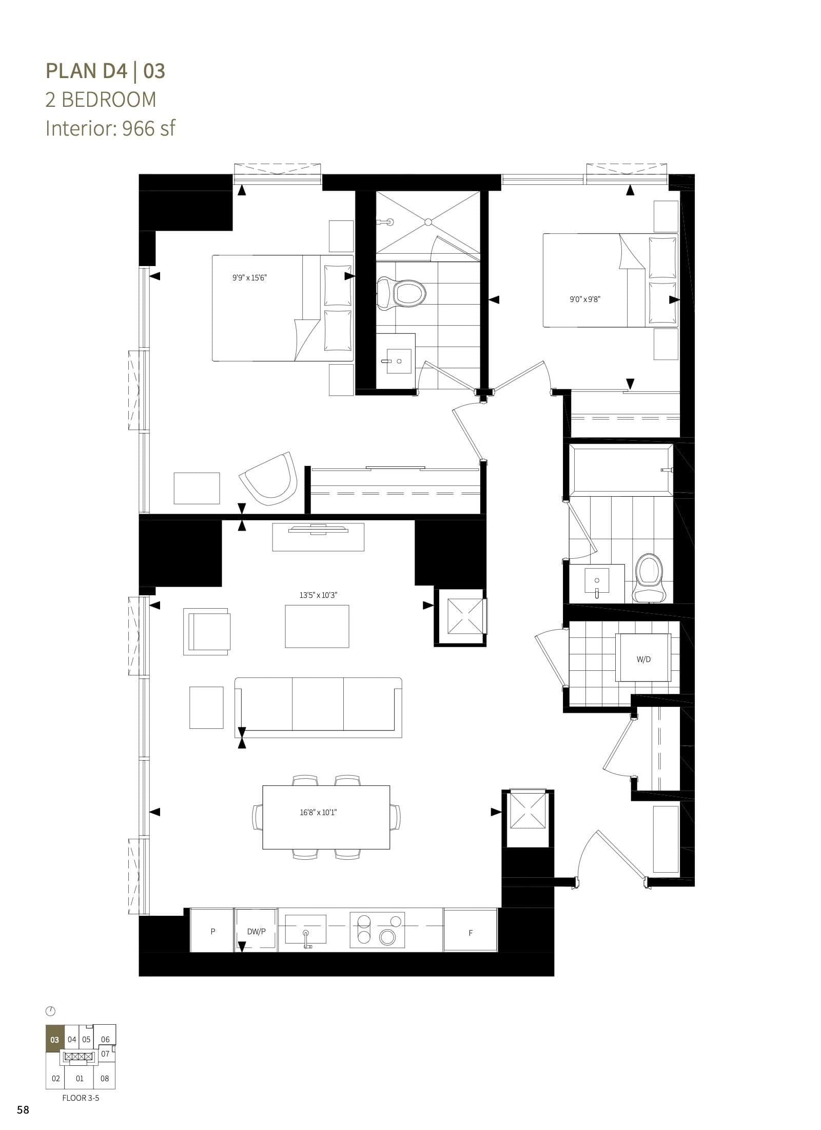 Plan D4 | 03 Floor Plan at Burke Condos - 966 sq.ft