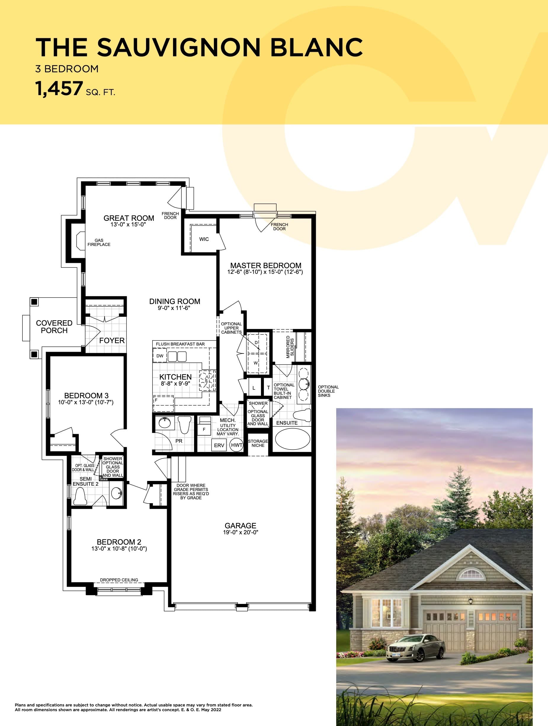 The Sauvignon Blanc Floor Plan at Cork and Vine - 1457 sq.ft