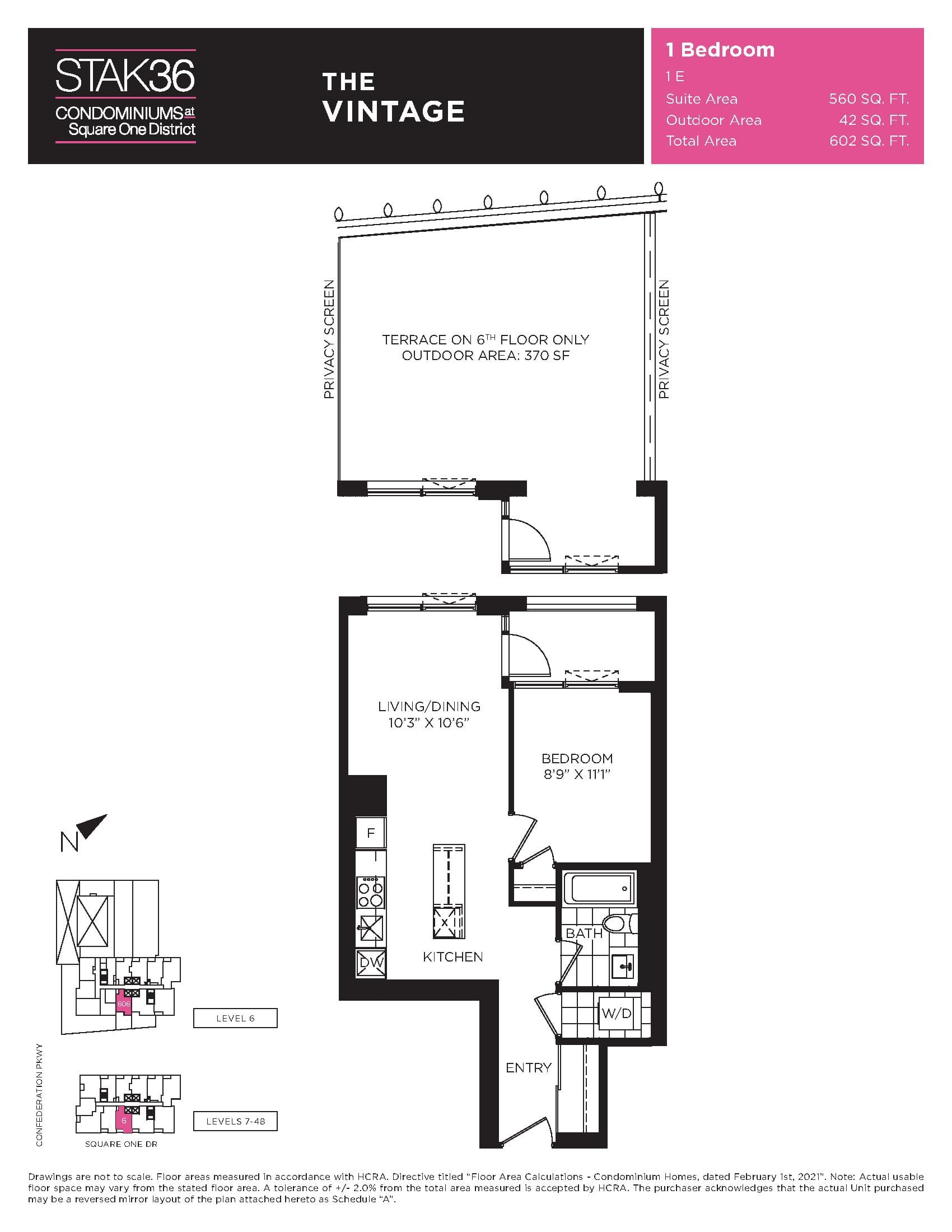 The Vintage Floor Plan at Stak36 Condos - 560 sq.ft