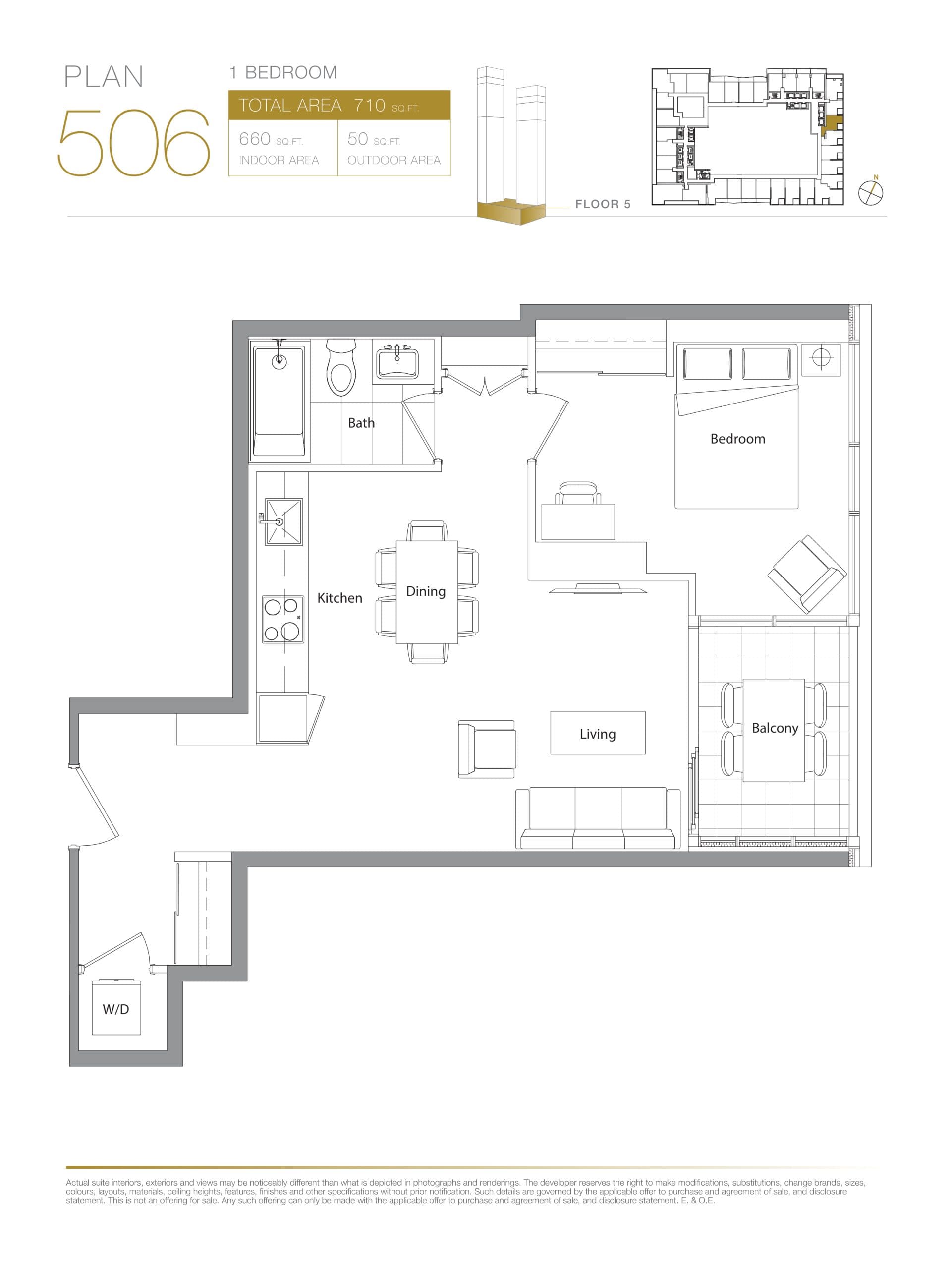 Plan 506 - Podium Floor Plan at Concord Canada House Condos - 660 sq.ft