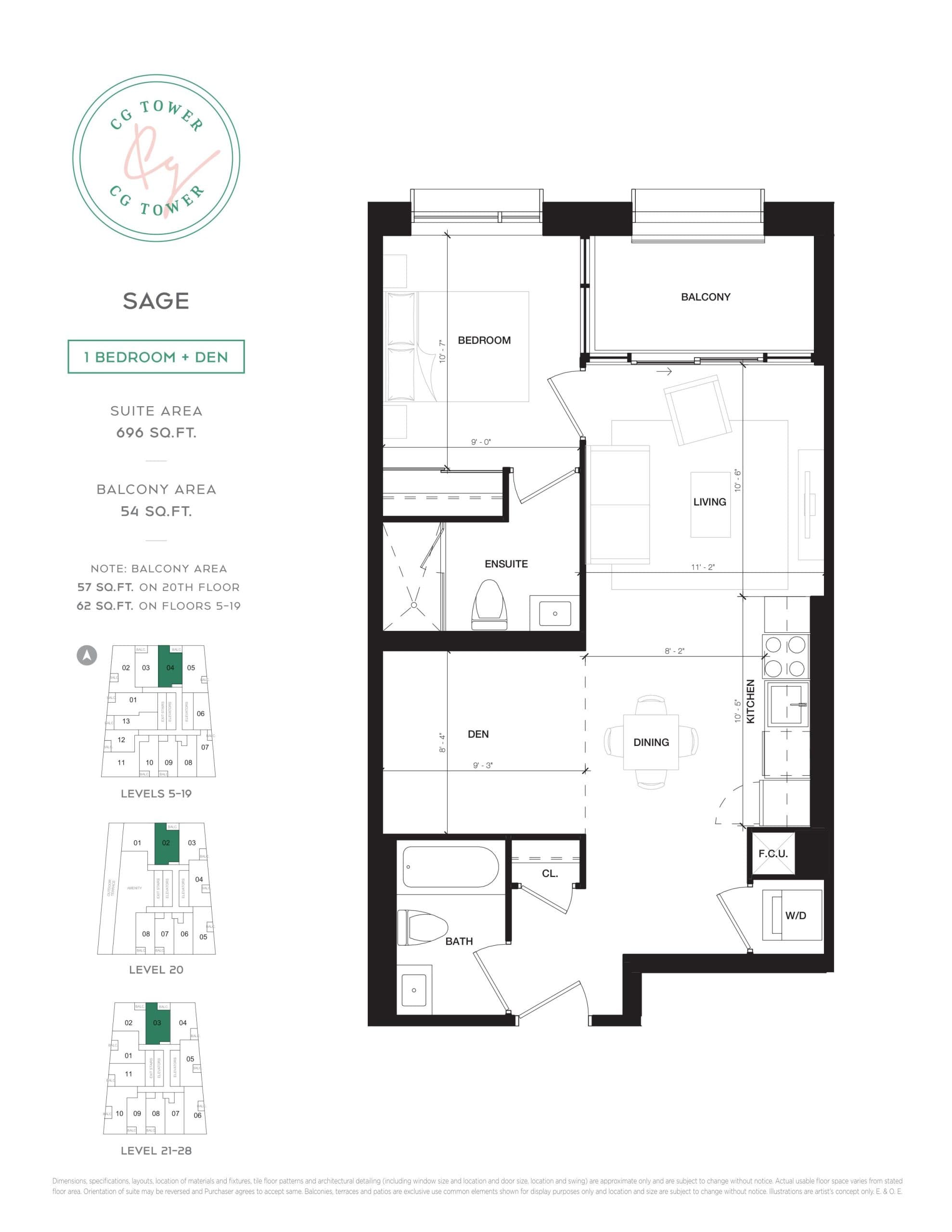Sage Floor Plan at CG Tower Condos - 696 sq.ft