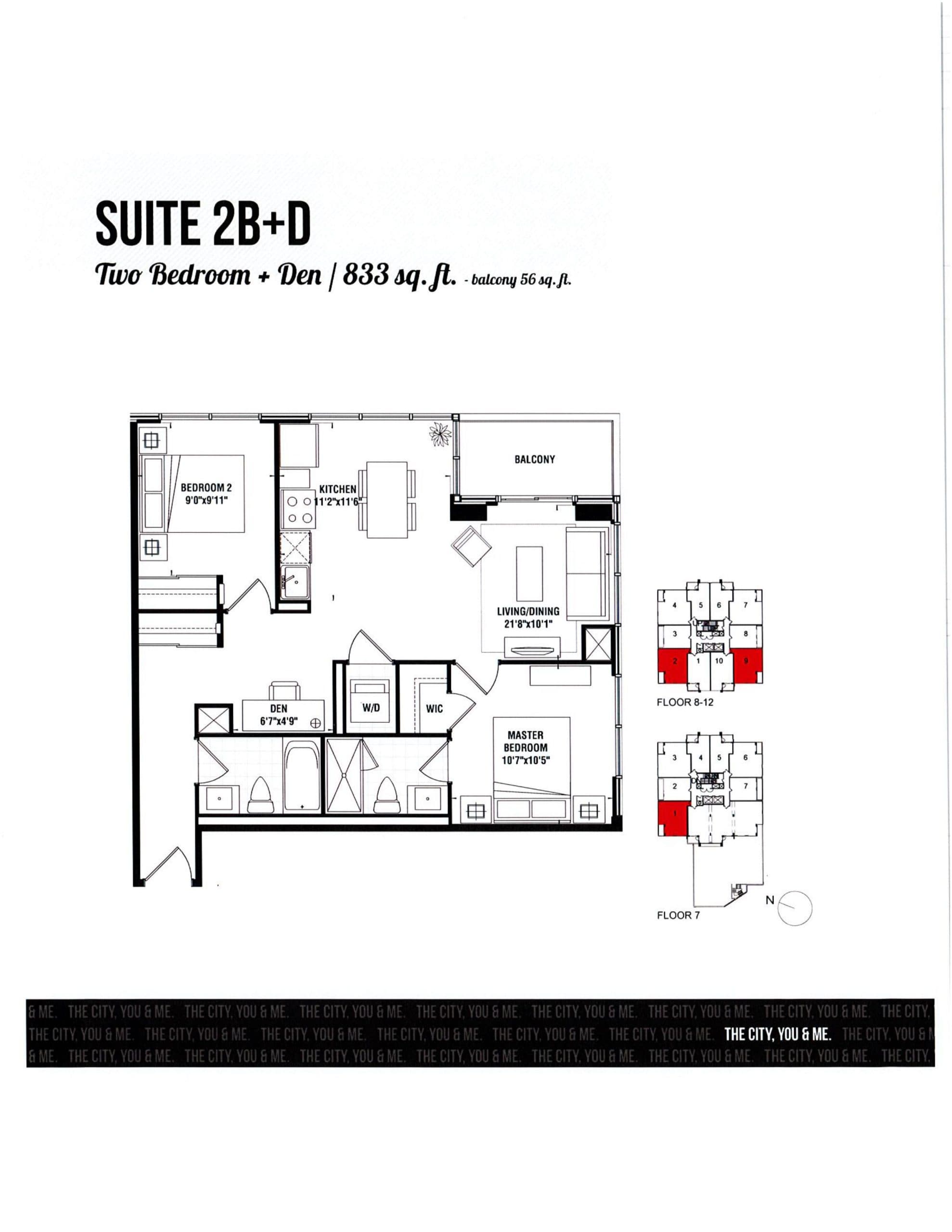 Suite 2B+D Floor Plan at Tricycle Condos - 833 sq.ft