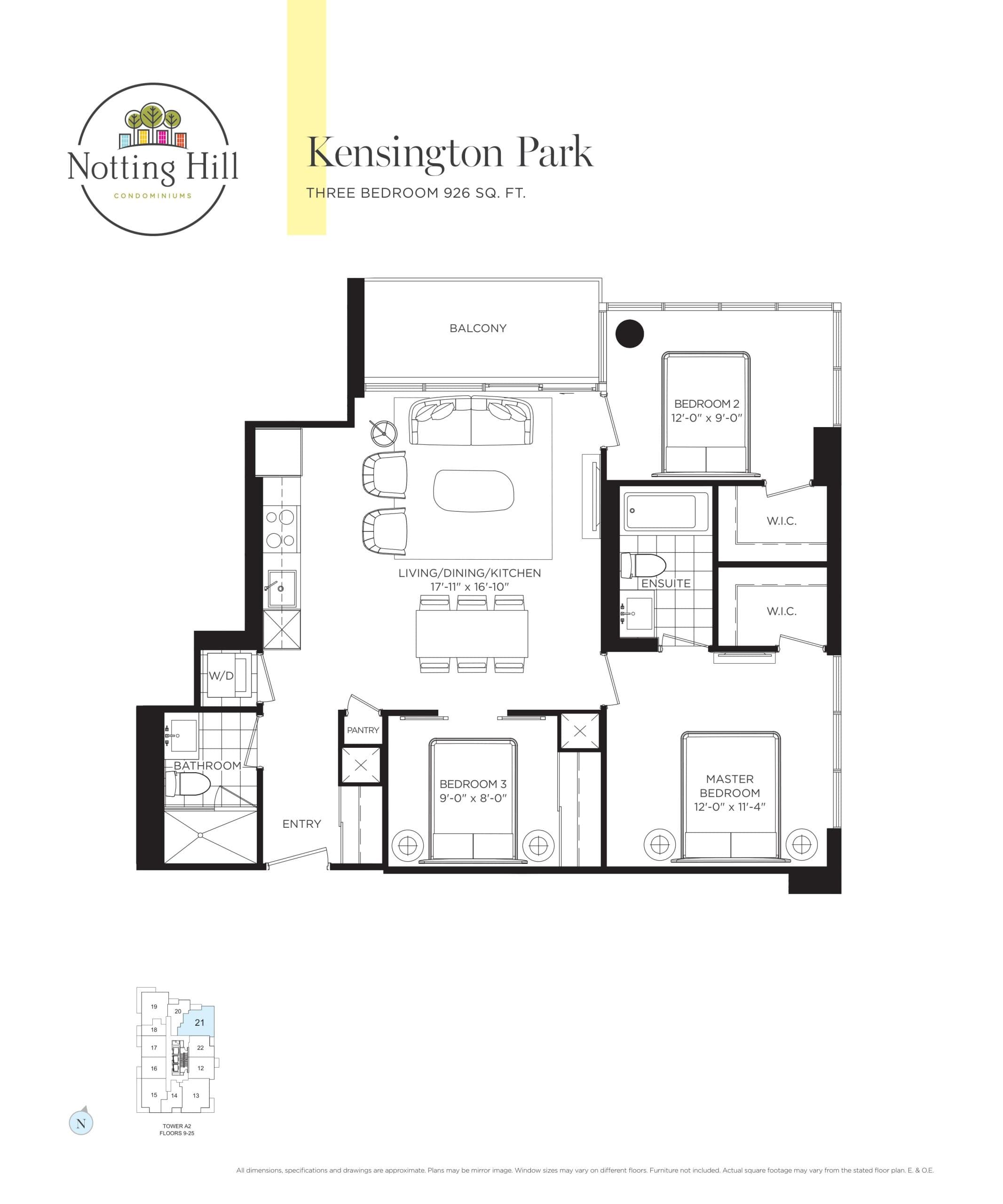 Kensington Park Floor Plan at Notting Hill Condos - 926 sq.ft