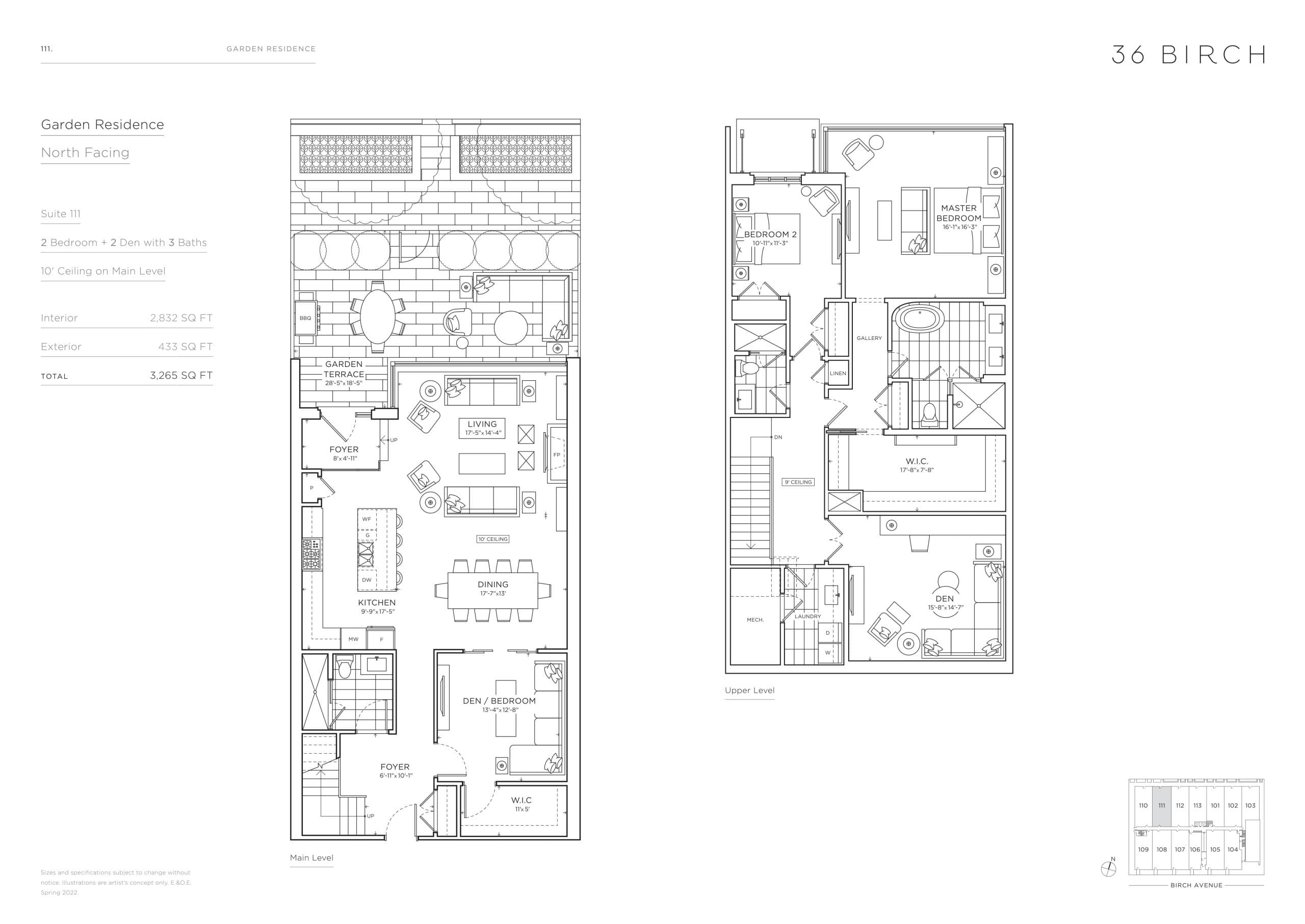 111 - Garden Residence Floor Plan at 36 Birch Condos - 2832 sq.ft