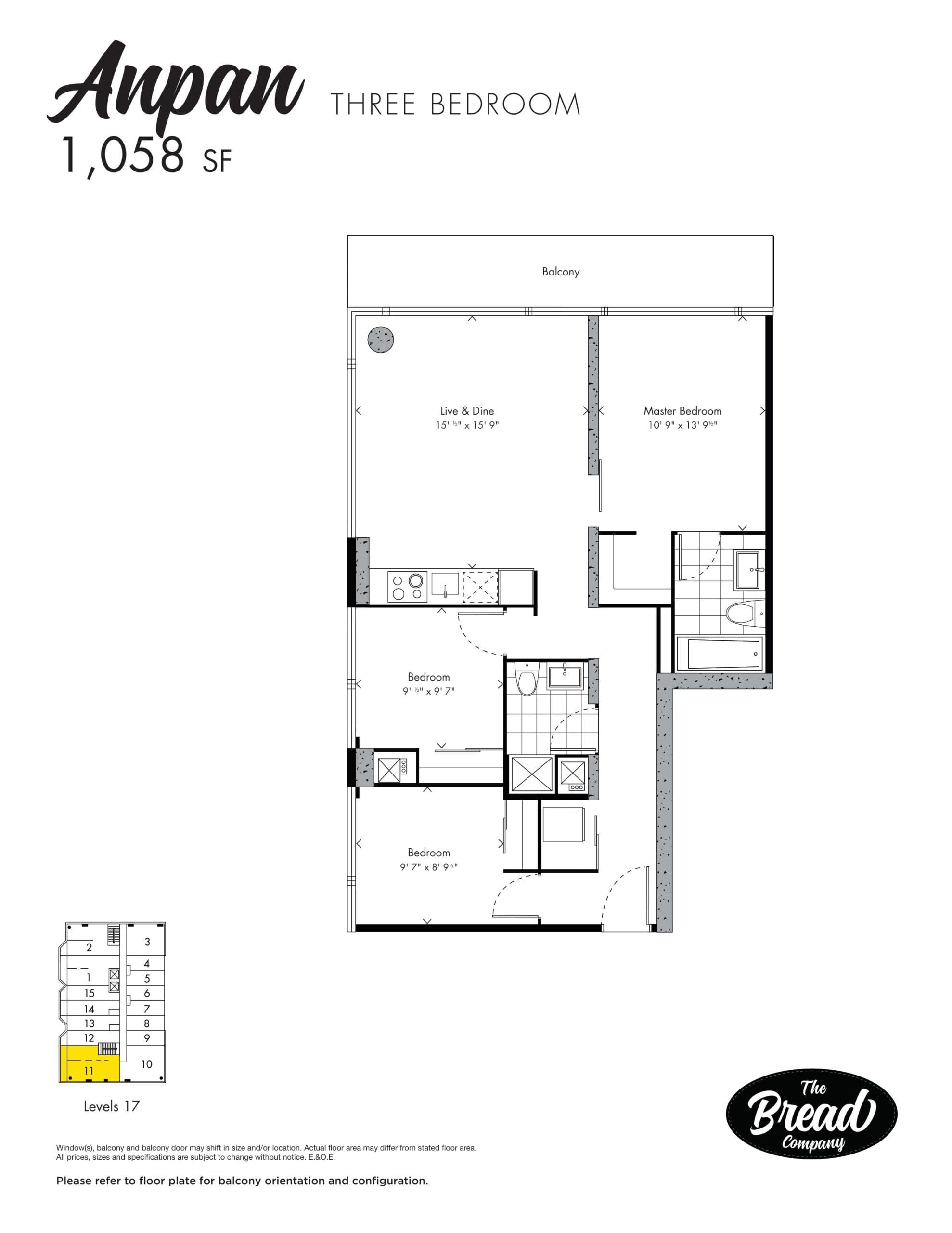 Anpan Floor Plan at The Bread Company Condos - 1058 sq.ft