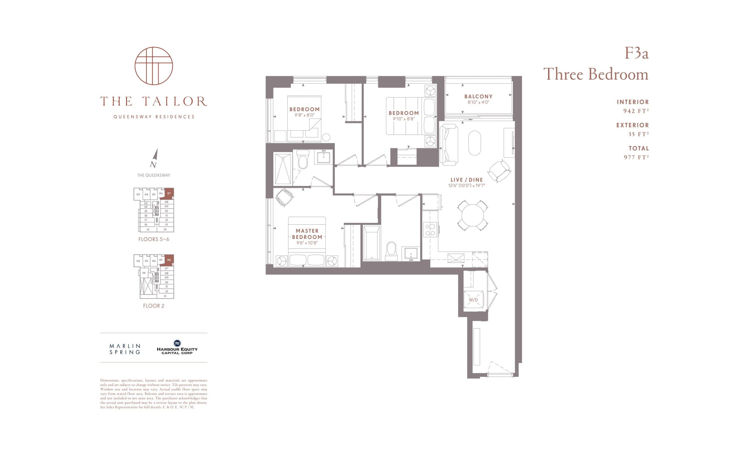 F3a Floor Plan at The Tailor Queensway Residences - 942 sq.ft