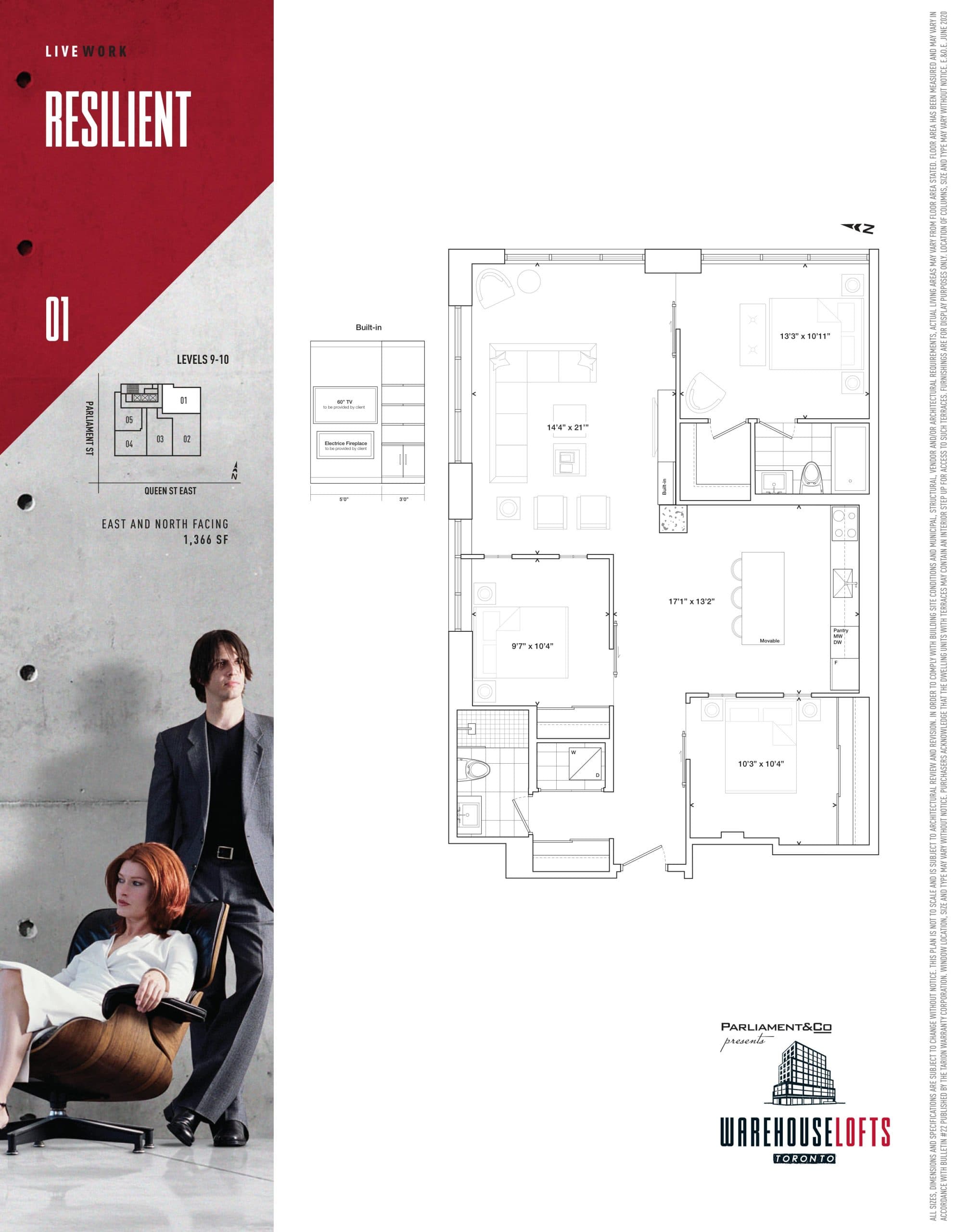 Resilient - 2BR Floor Plan at Warehouse Lofts - 1366 sq.ft