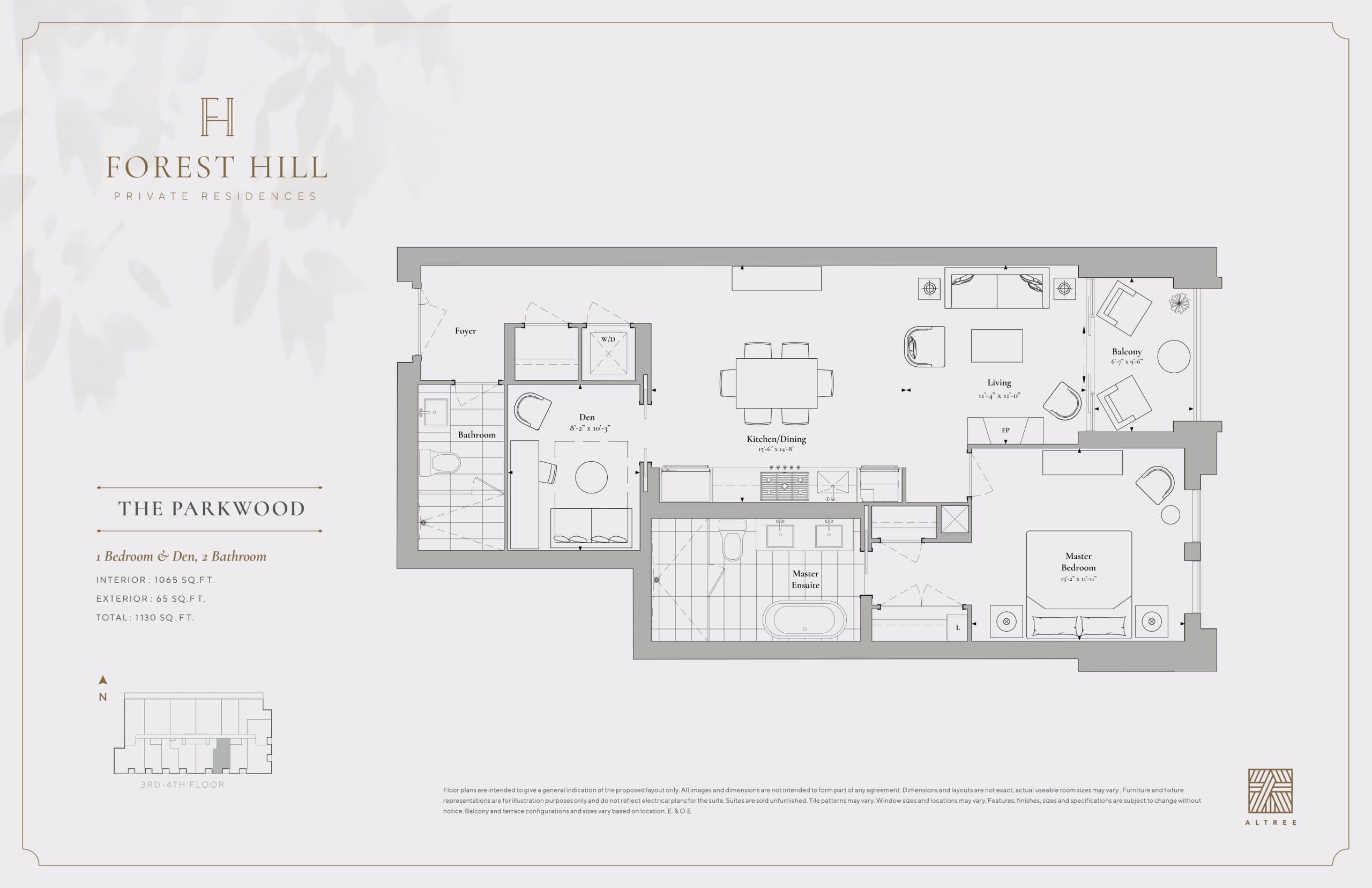 The Parkwood Floor Plan at Forest Hill Private Residences Condos - 1065 sq.ft