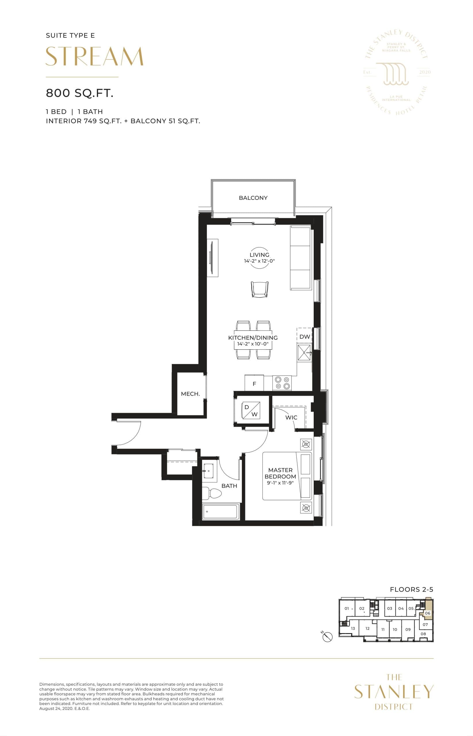 Stream Floor Plan at The Stanley District Condos - 749 sq.ft