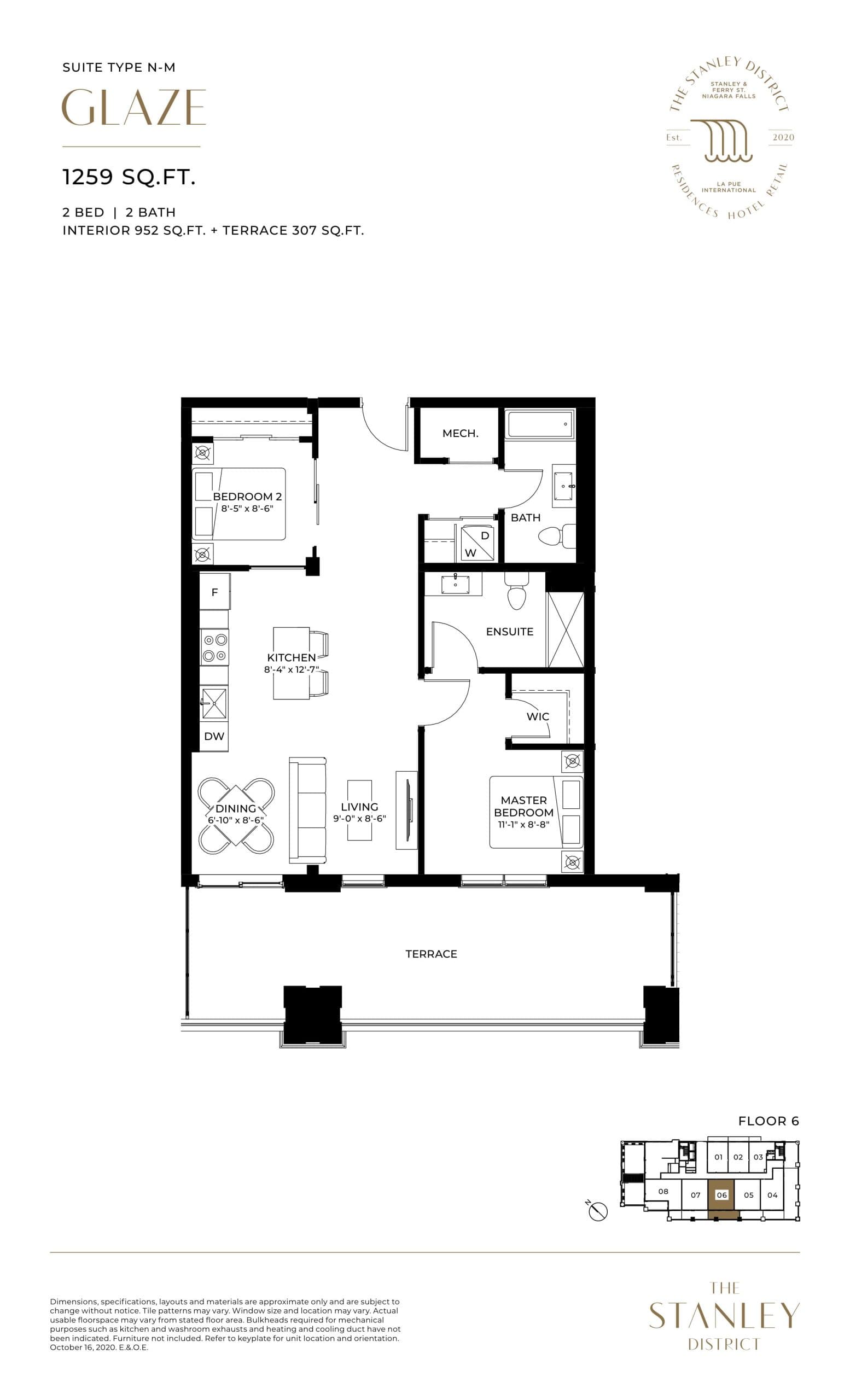 Glaze Floor Plan at The Stanley District Condos - 952 sq.ft