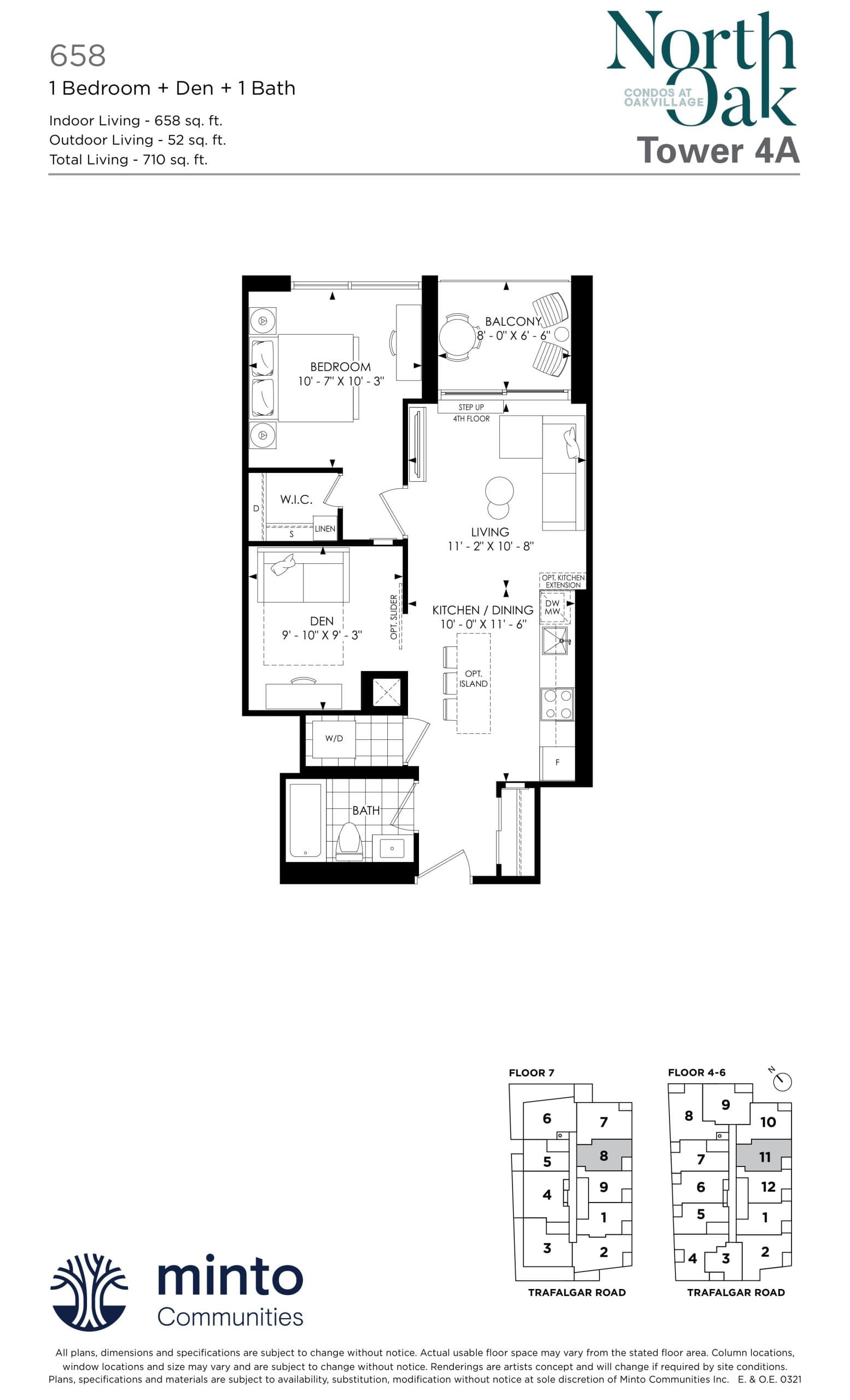658 Floor Plan at North Oak - Condos at Oakvillage - 658 sq.ft
