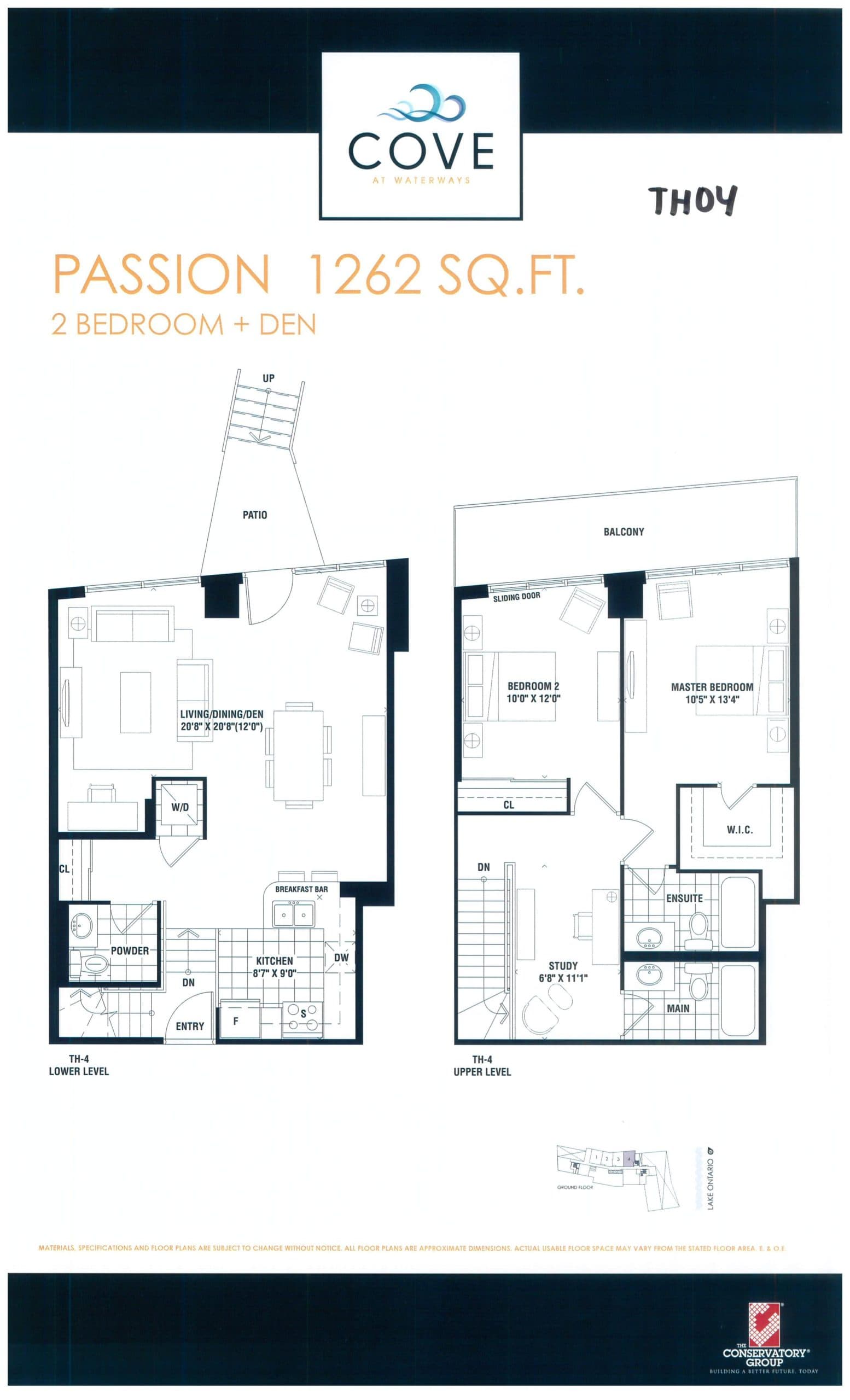 Passion Floor Plan at Cove at Waterways Condos - 1262 sq.ft