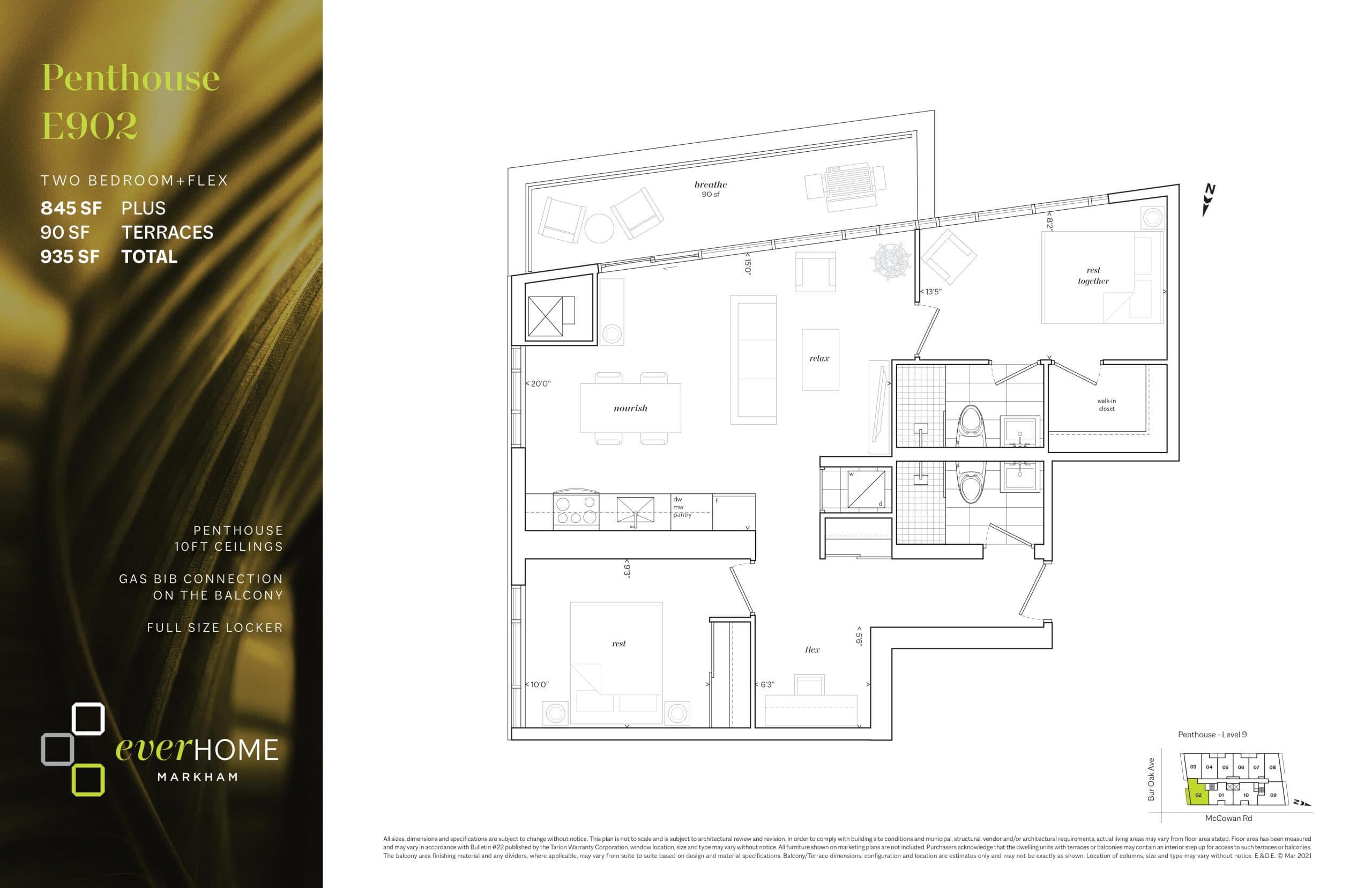 E902 Floor Plan at EverHome Markham Condos Phase 2 - 845 sq.ft