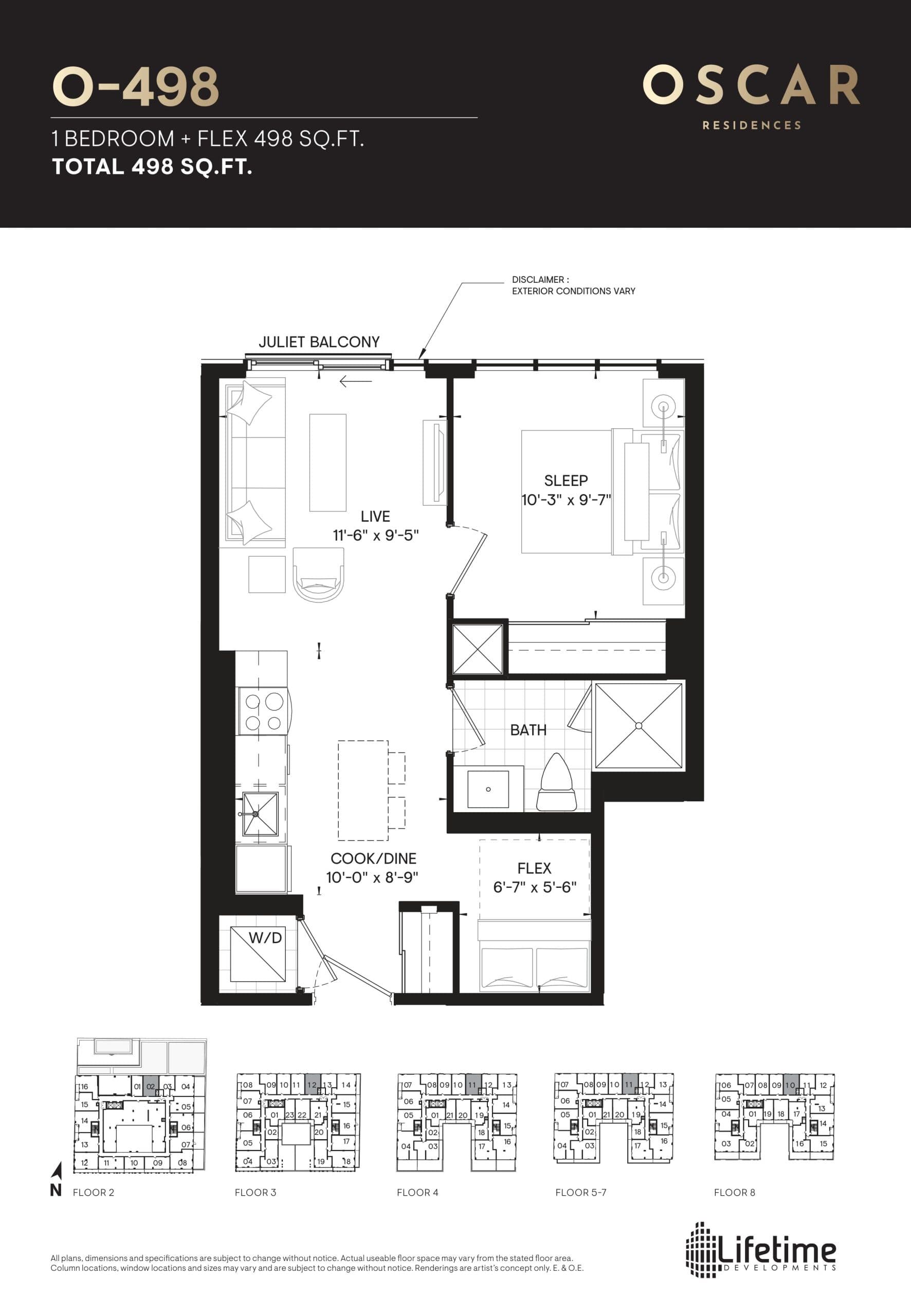 O-498 Floor Plan at Oscar Residences - 498 sq.ft