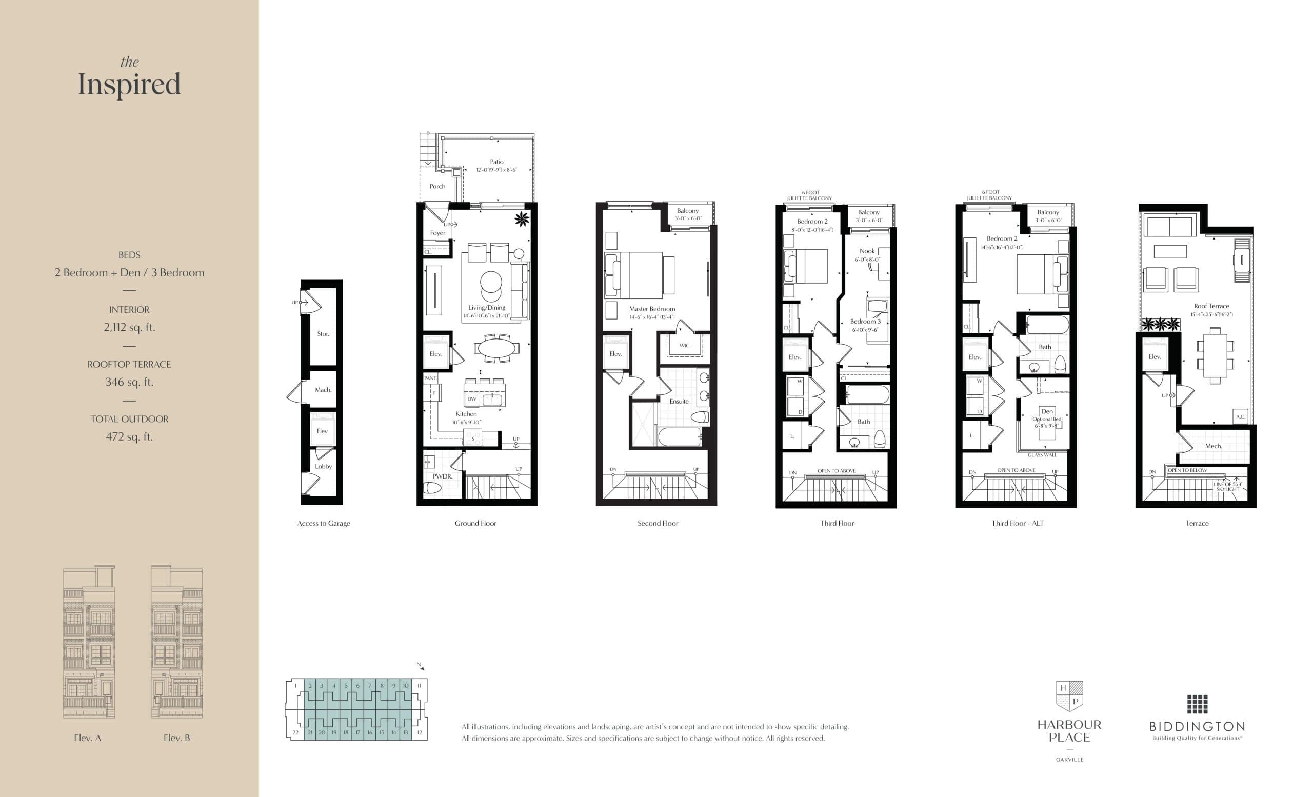 The Inspired Floor Plan at Harbour Place Towns - 2112 sq.ft