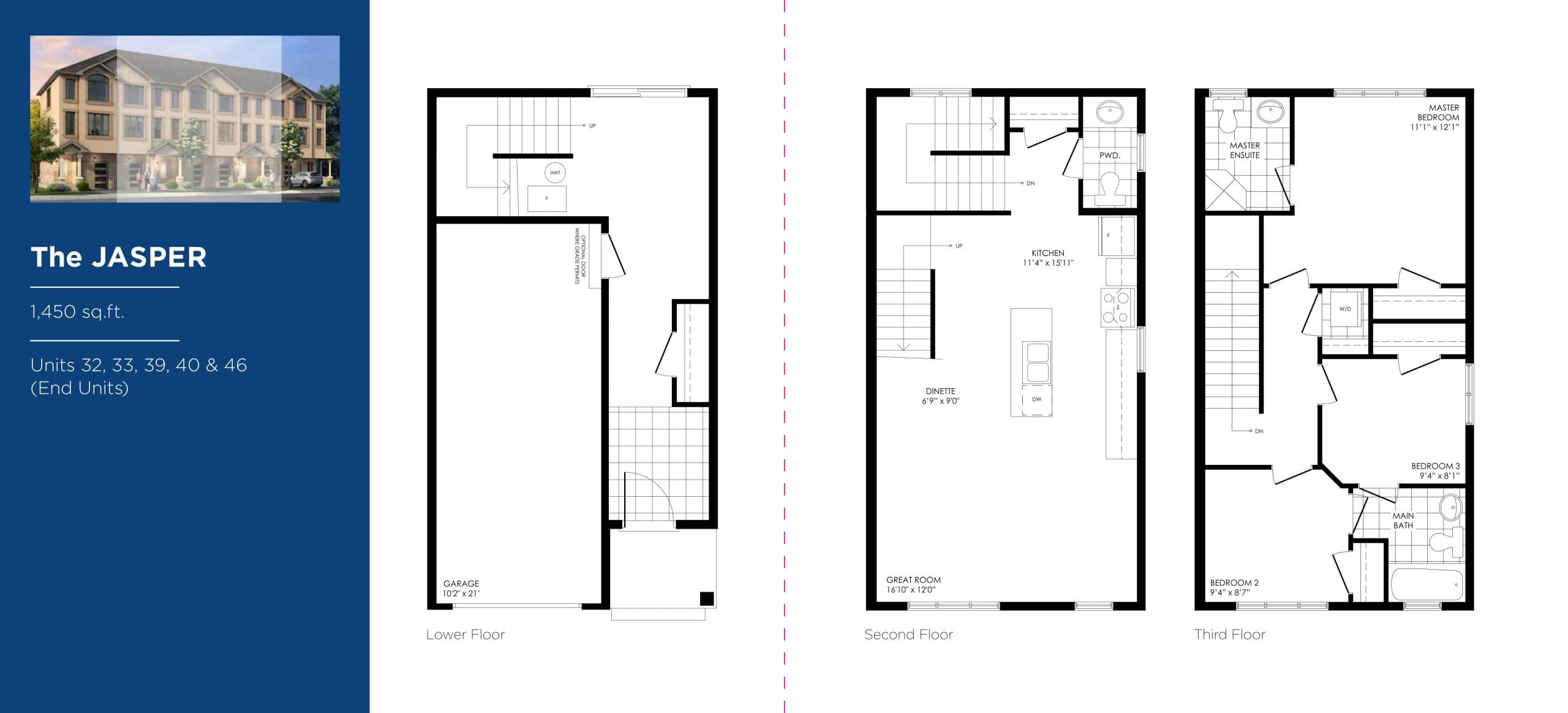 The JASPER Floor Plan at SOBA - South Barrie Towns - 1450 sq.ft