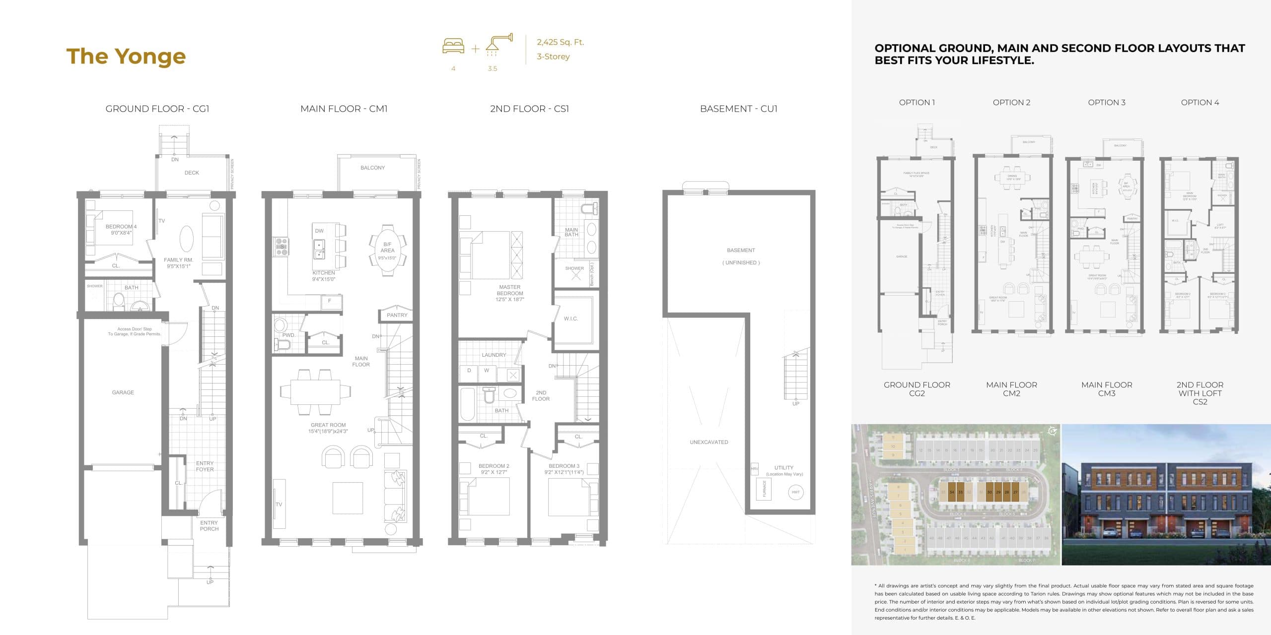 The Yonge Floor Plan at Harris Gate Towns - 2425 sq.ft