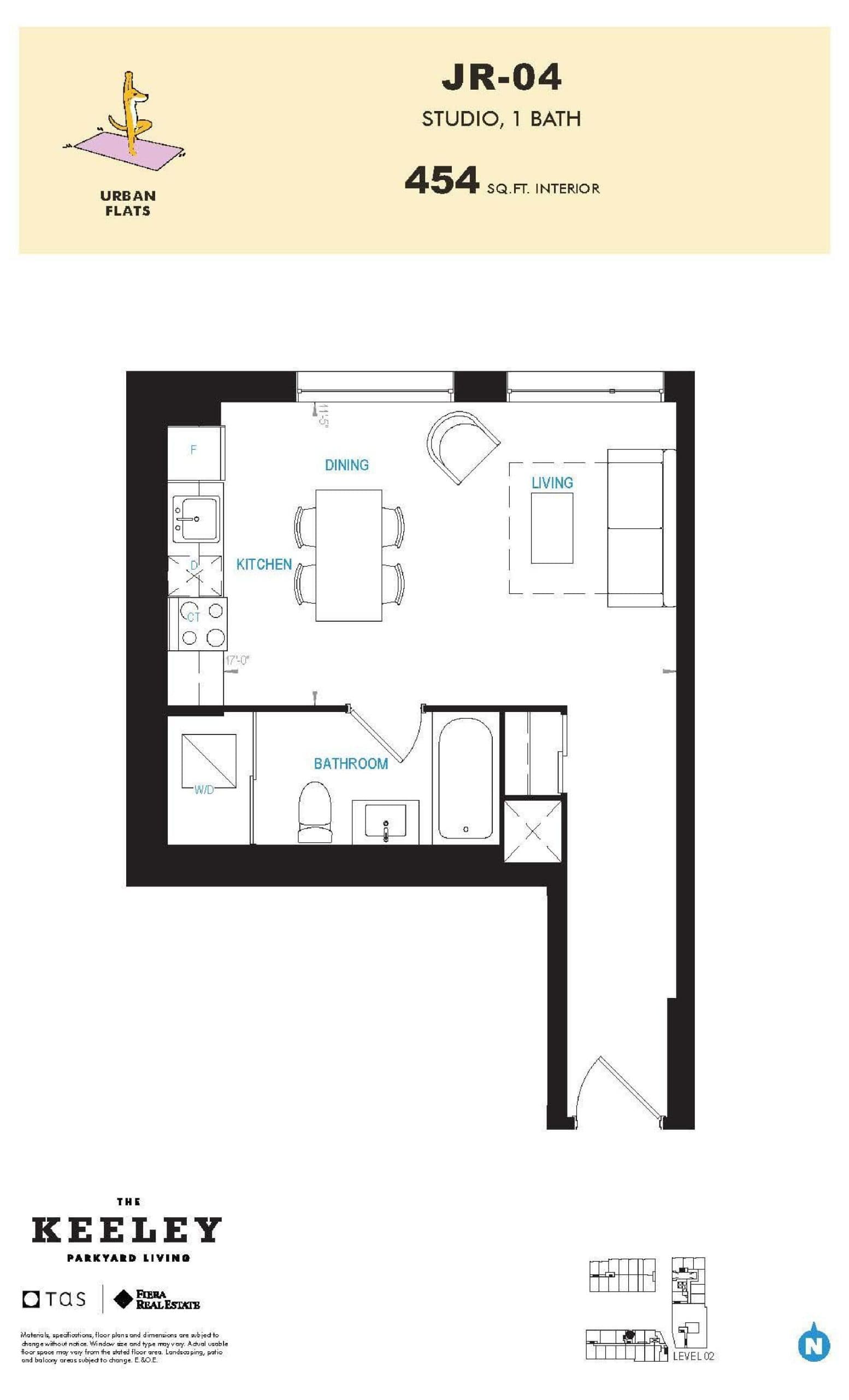 JR-04 Floor Plan at The Keeley Condos - 454 sq.ft