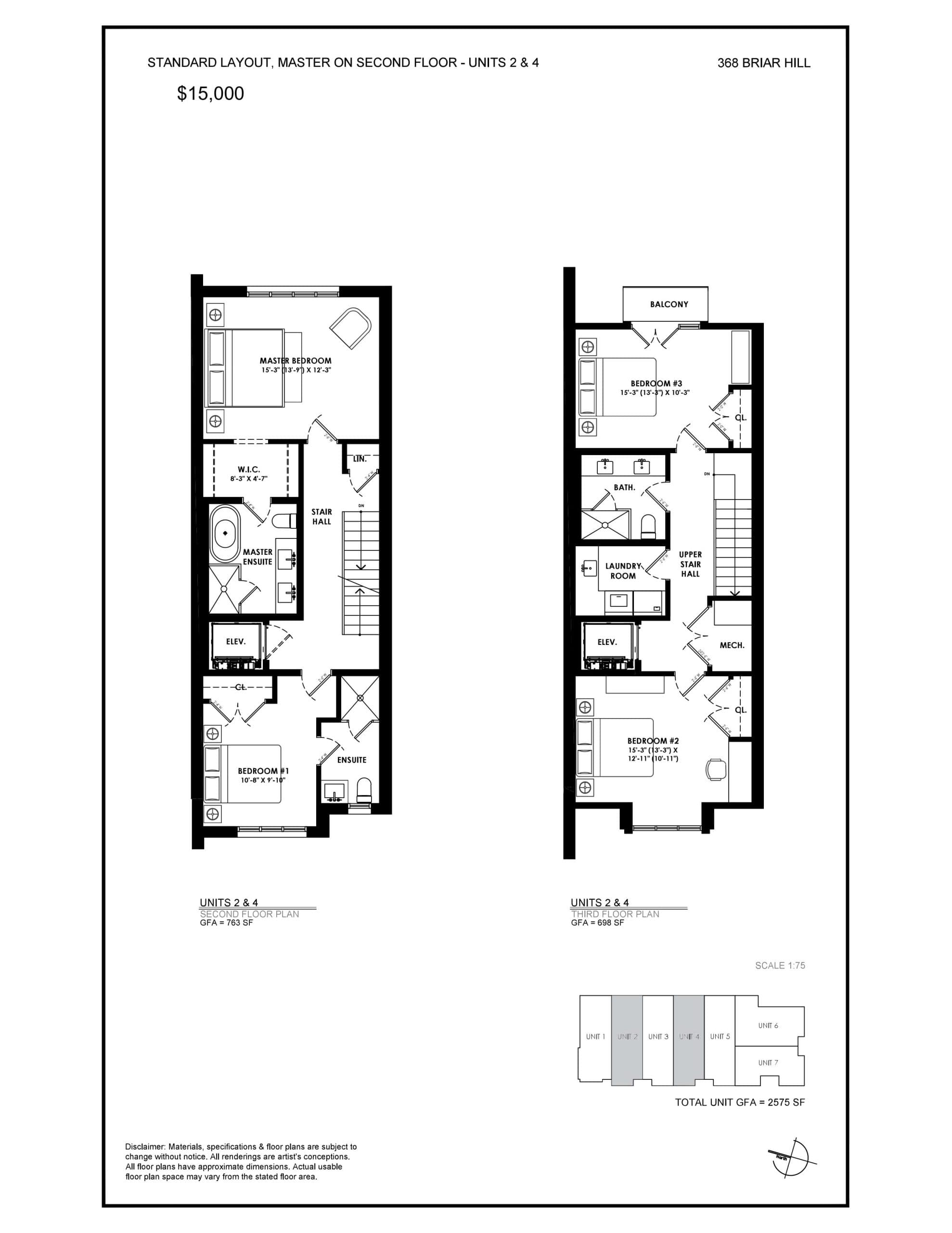Ruby - Standard Layout, 2nd Floor Master Floor Plan at The Briar on Avenue Towns - 2575 sq.ft