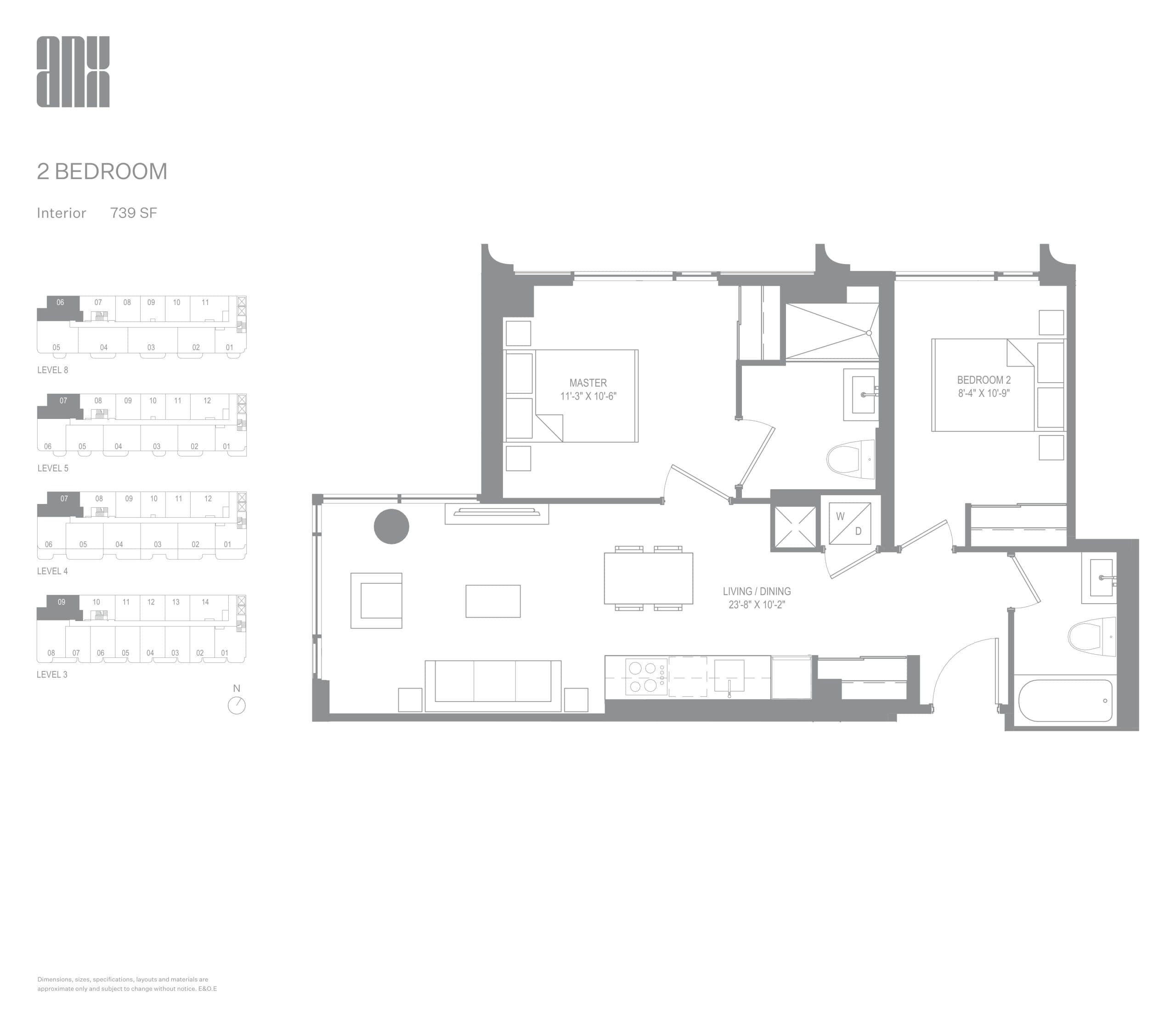 739 SF Floor Plan at ANX Condos - 739 sq.ft