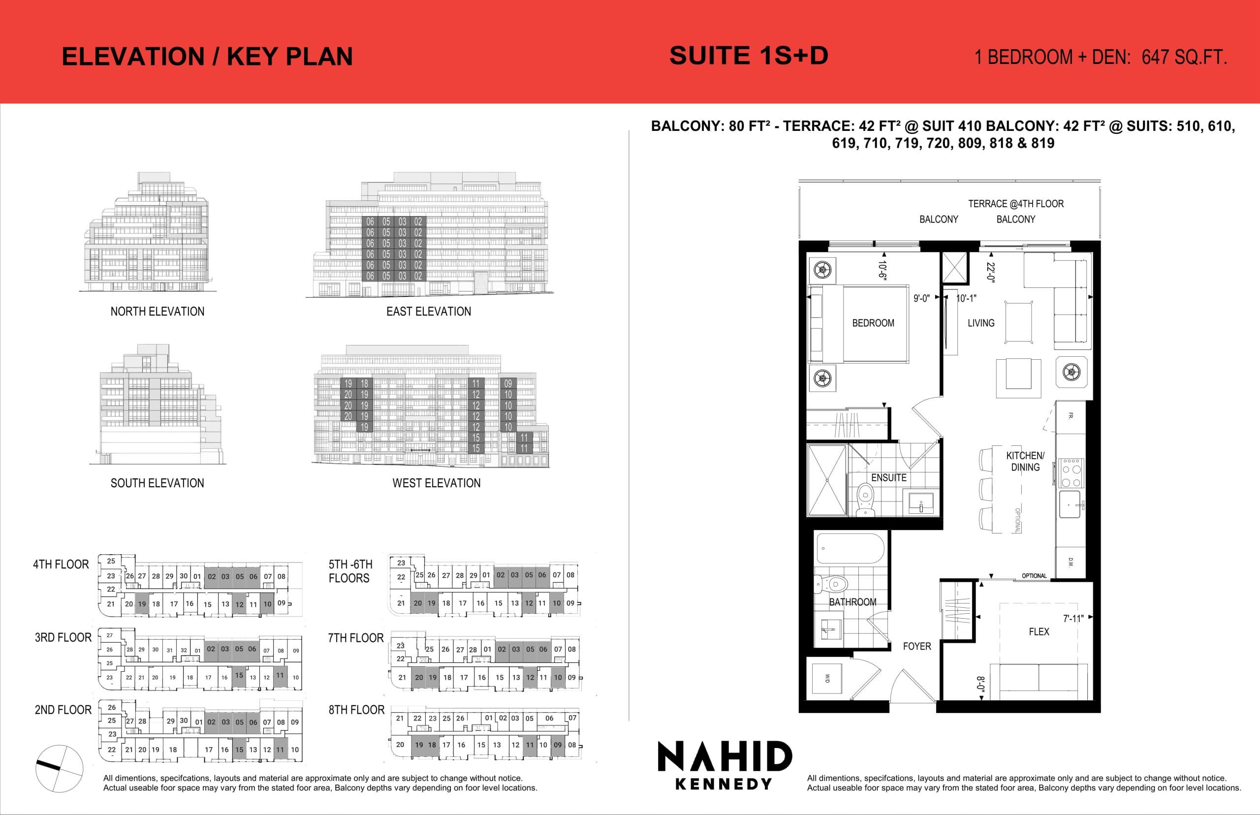 Suite 1S+D Floor Plan at Nahid Kennedy Condos - 647 sq.ft