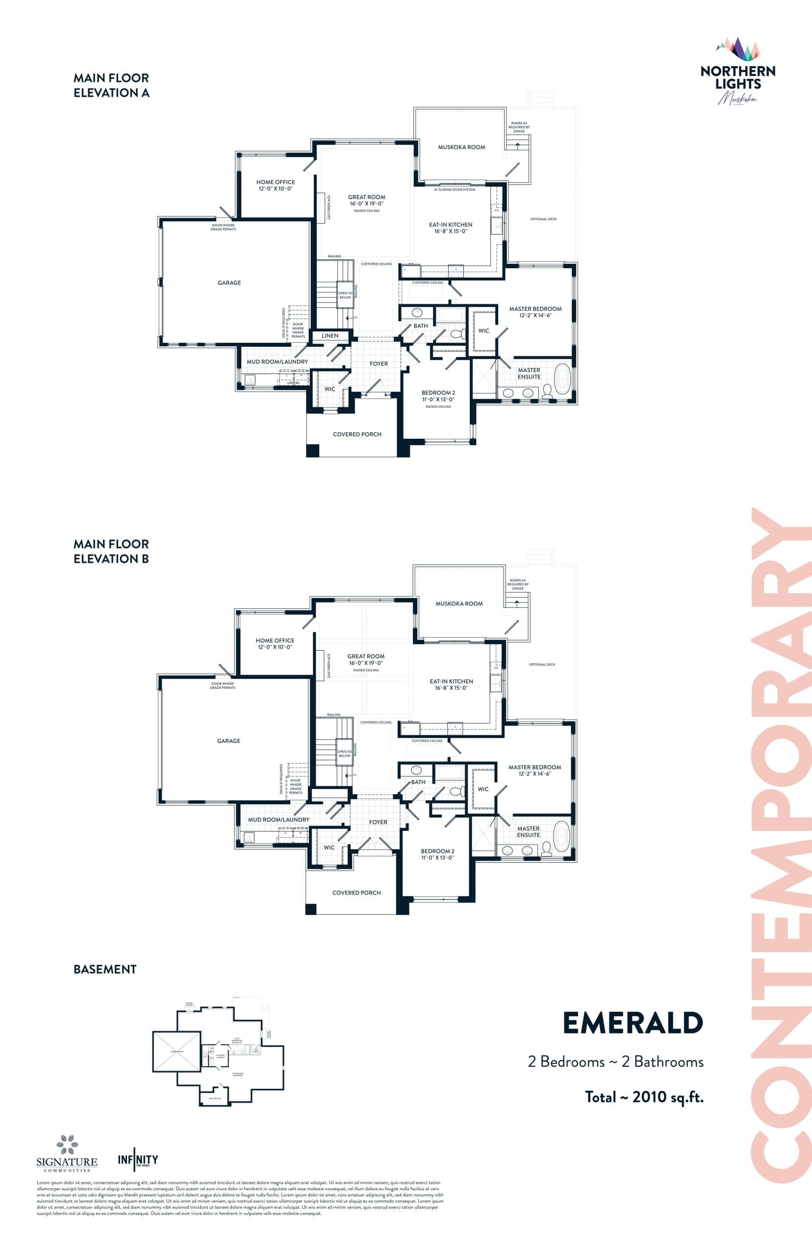 Emerald Floor Plan at Northern Lights Muskoka - 2010 sq.ft