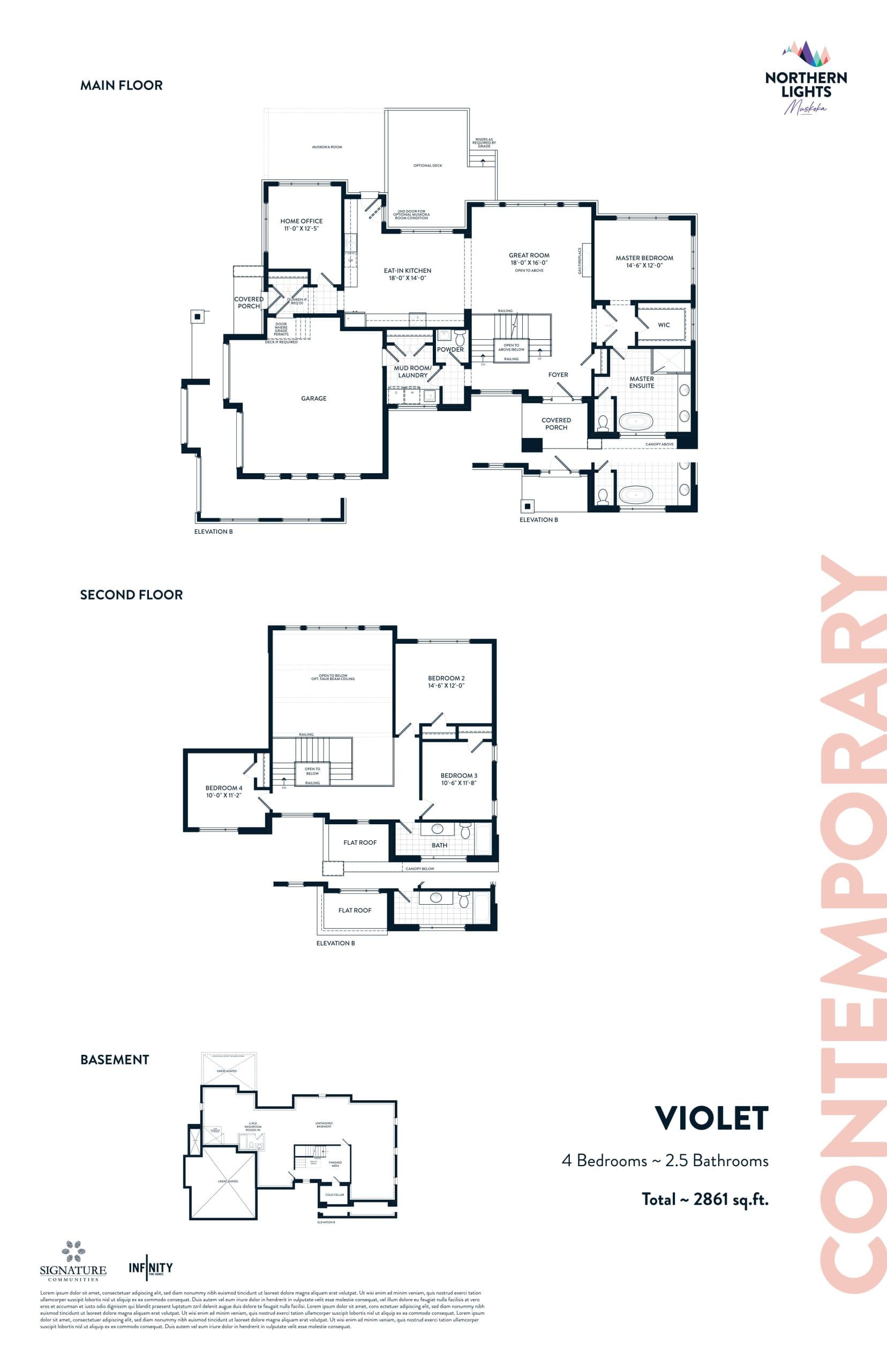 Violet Floor Plan at Northern Lights Muskoka - 2861 sq.ft