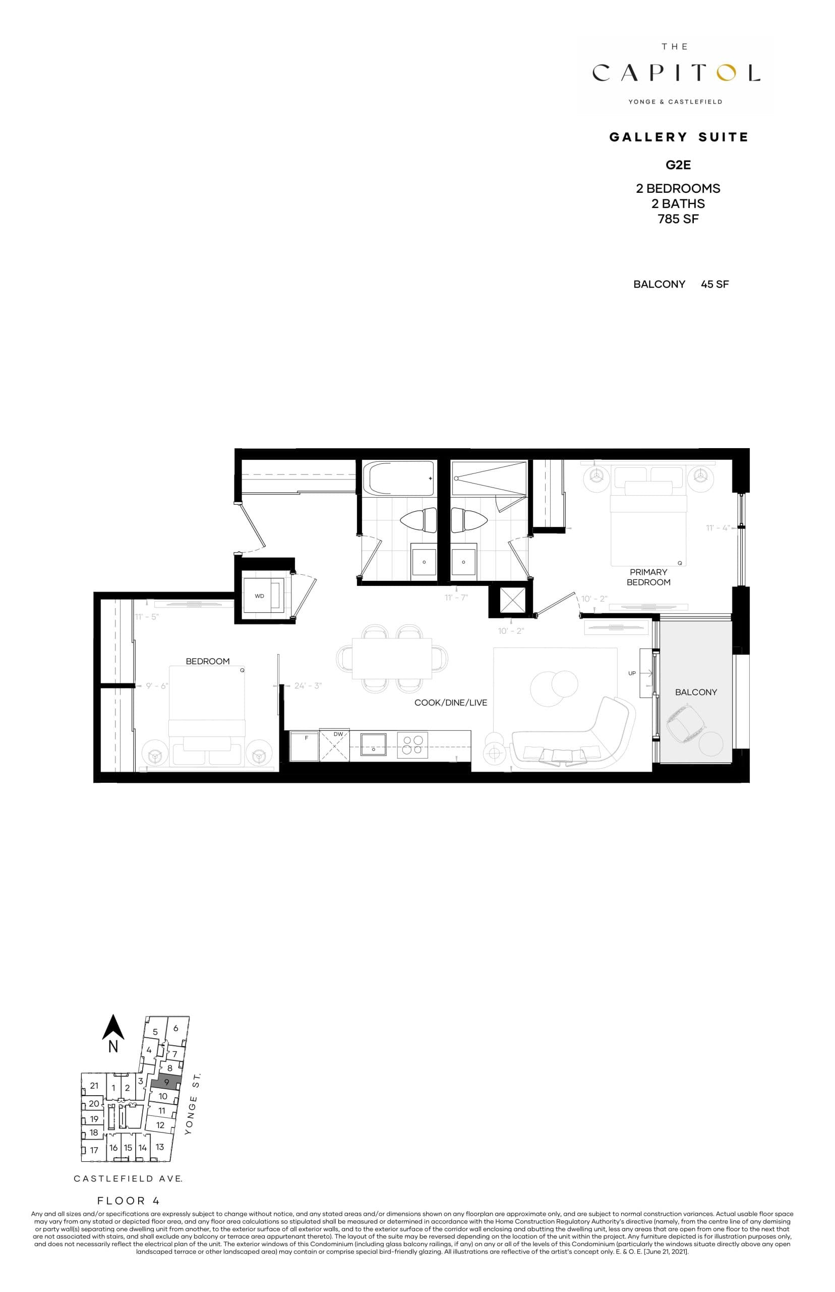 G2E - Gallery Suite Floor Plan at The Capitol Residences - 785 sq.ft