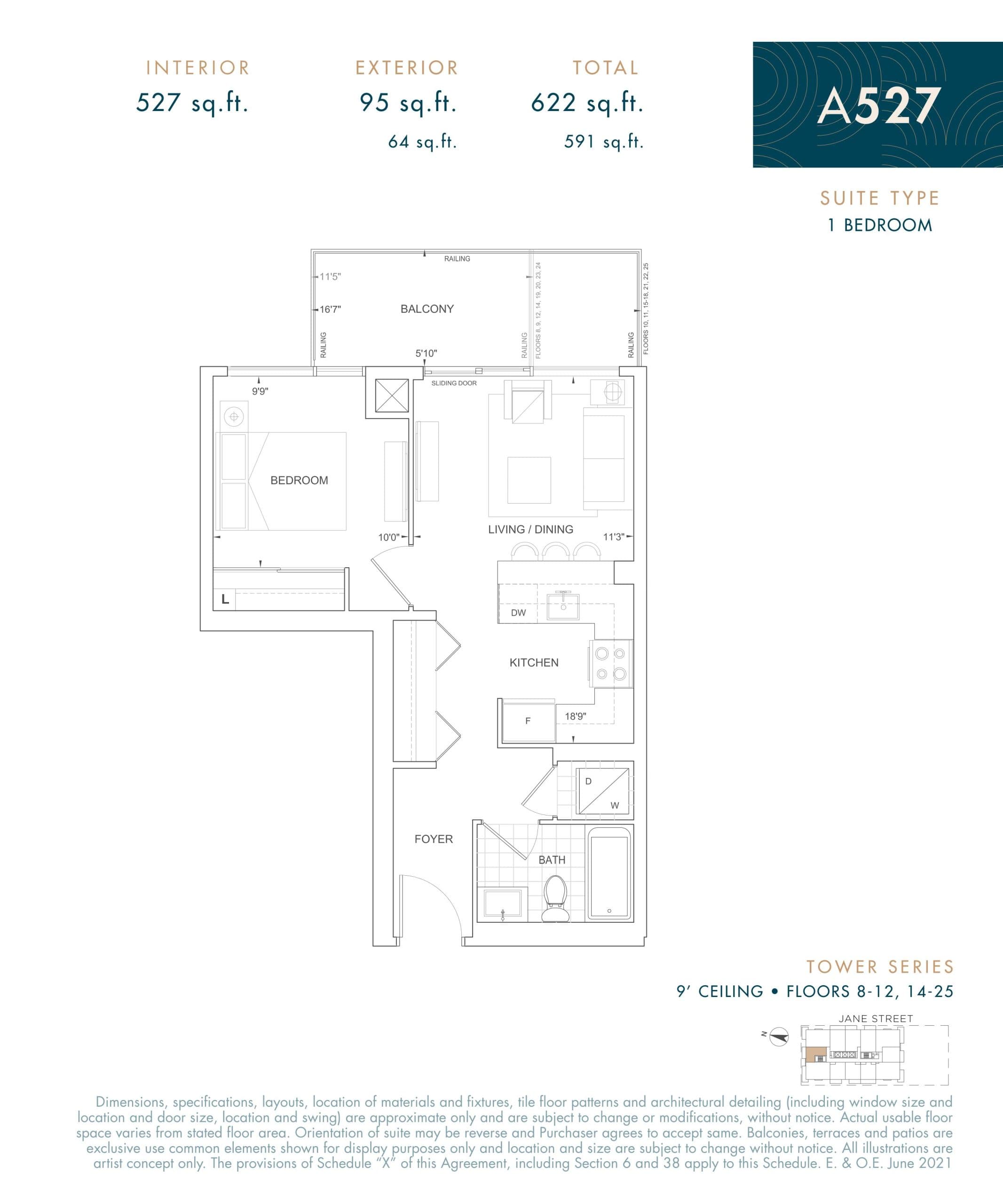 A527 Floor Plan at The Fifth at Charisma Condos - 527 sq.ft