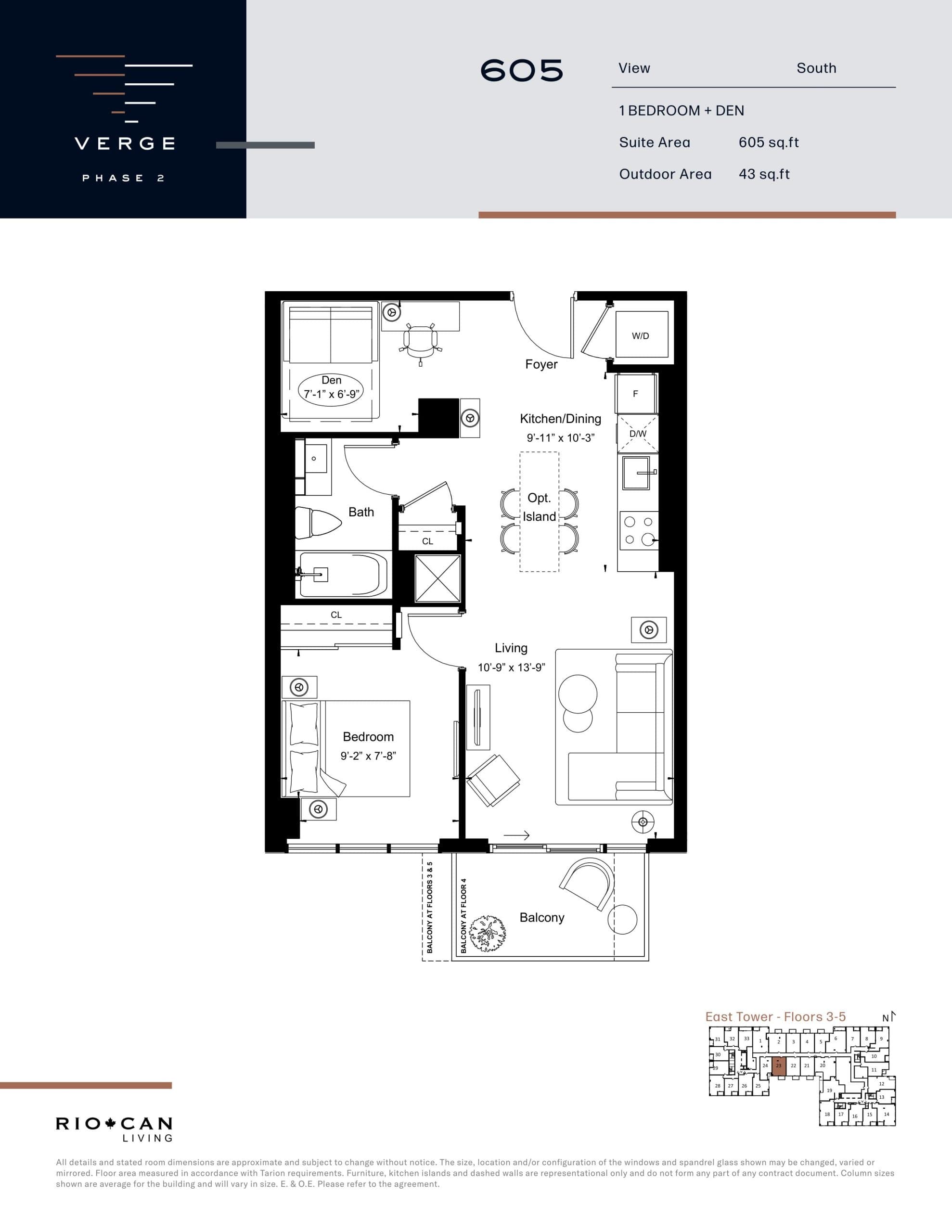 Suite 605 Floor Plan at Verge Condos 2 - 605 sq.ft