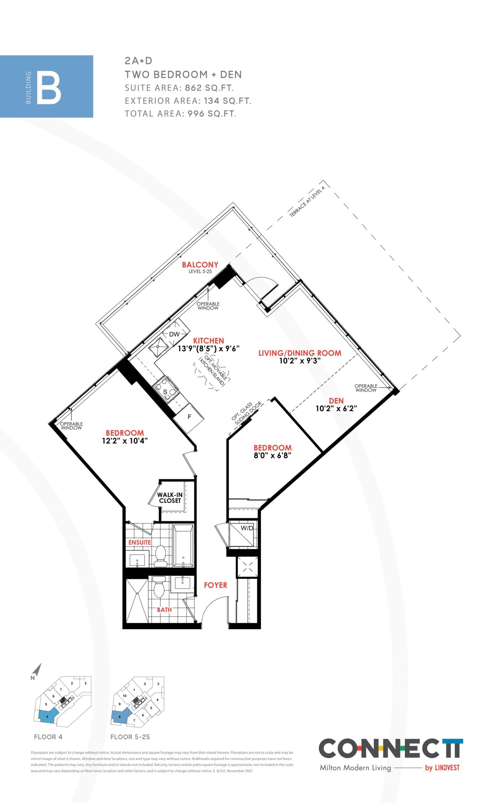 2A+D Floor Plan at Connectt 2 Condos - 862 sq.ft