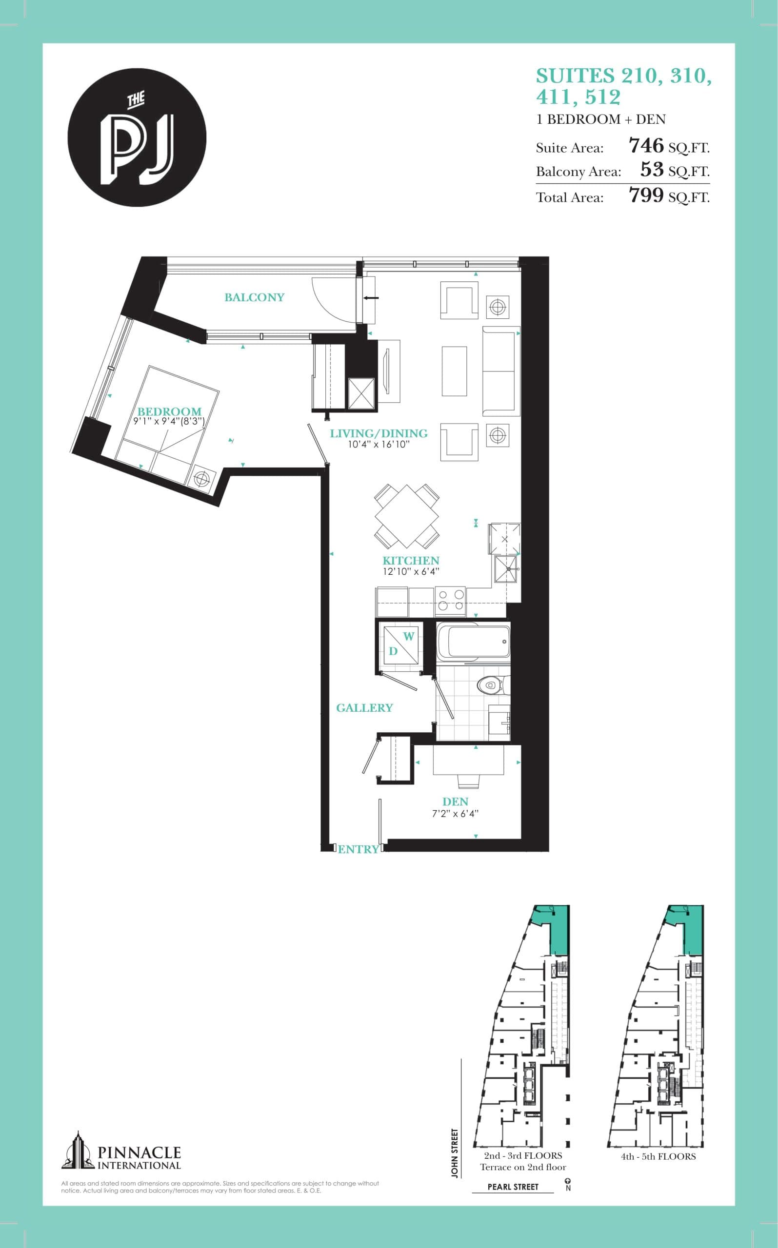 Suite 310 Floor Plan at The PJ Condos - 746 sq.ft