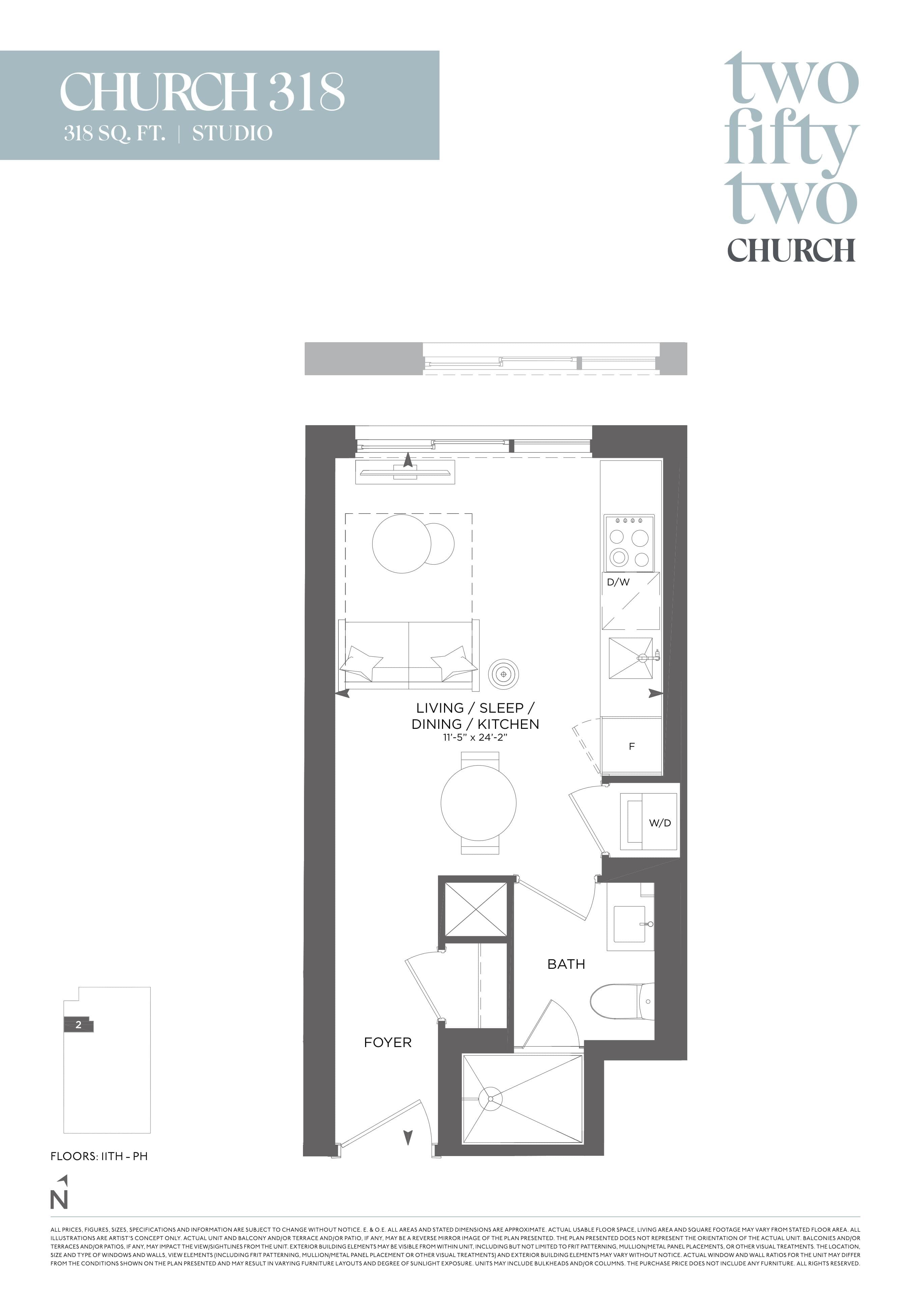 Church 318 Floor Plan at 252 Church Condos - 318 sq.ft