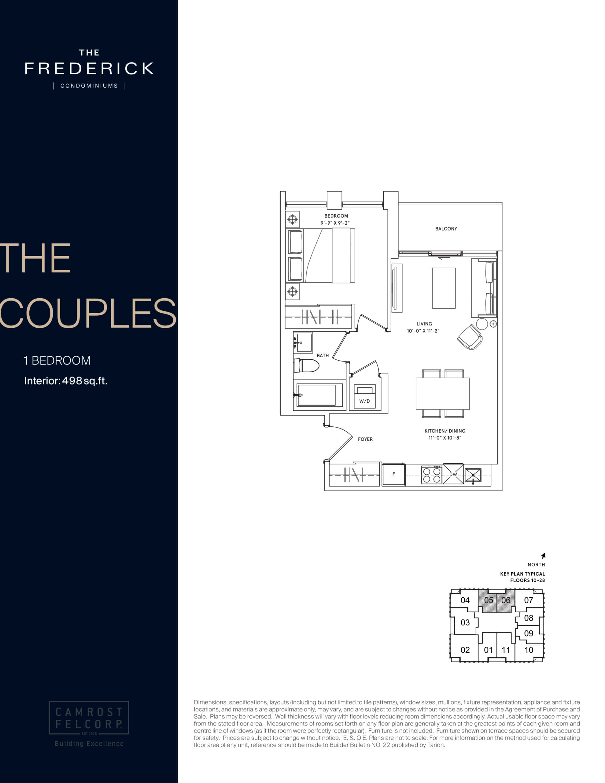 The Couples (Tower) Floor Plan at The Frederick Condos - 498 sq.ft