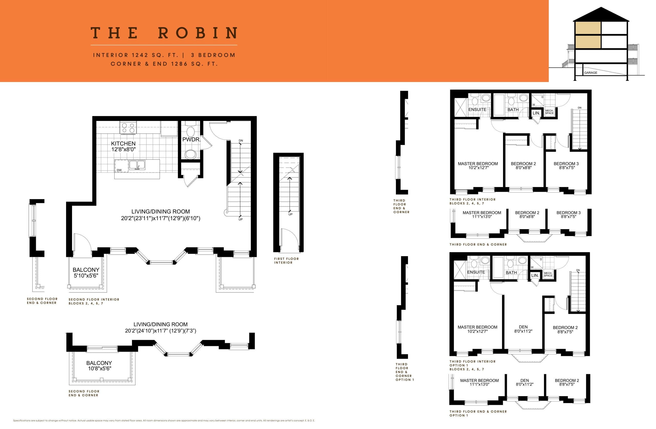 The Robin Floor Plan at Bridle Trail Urban Towns - 1242 sq.ft