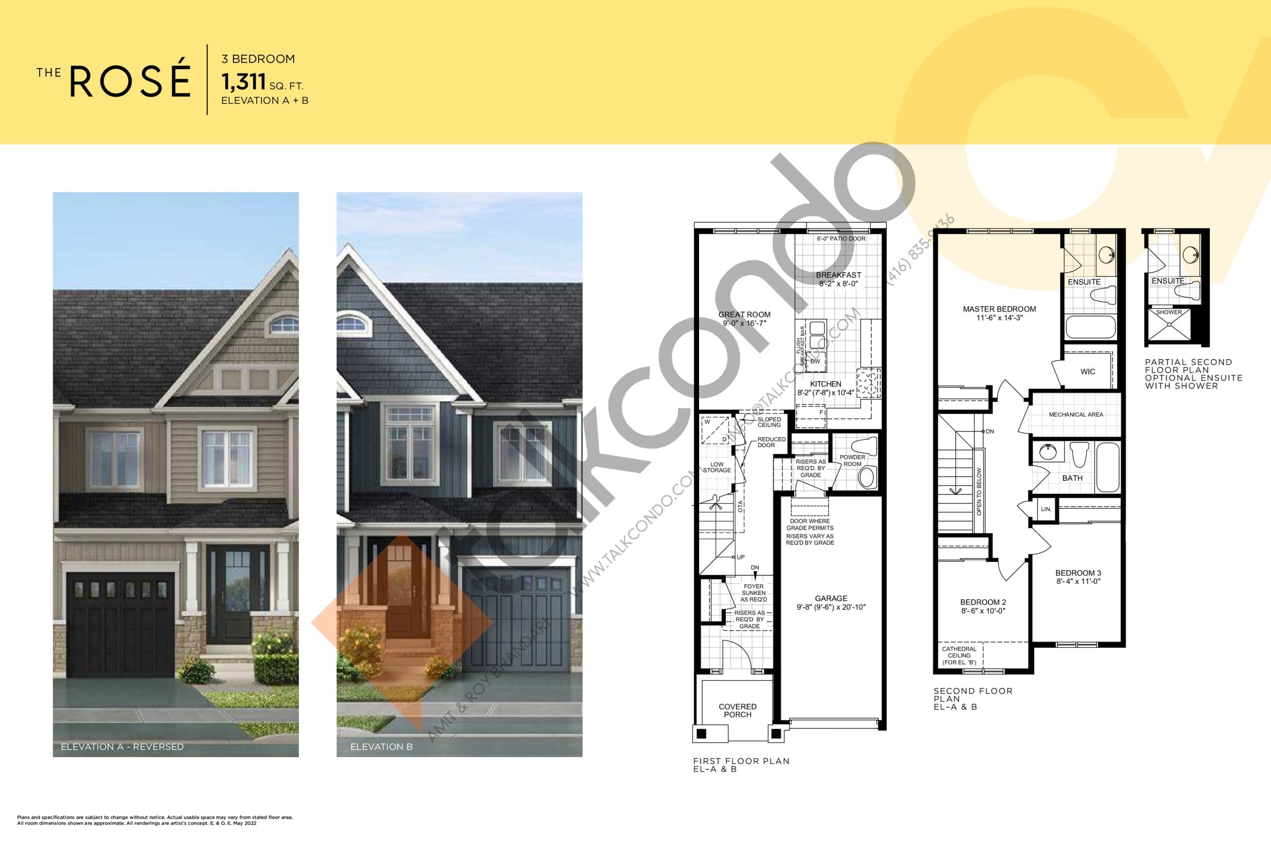The Rose Floor Plan at Cork and Vine - 1311 sq.ft
