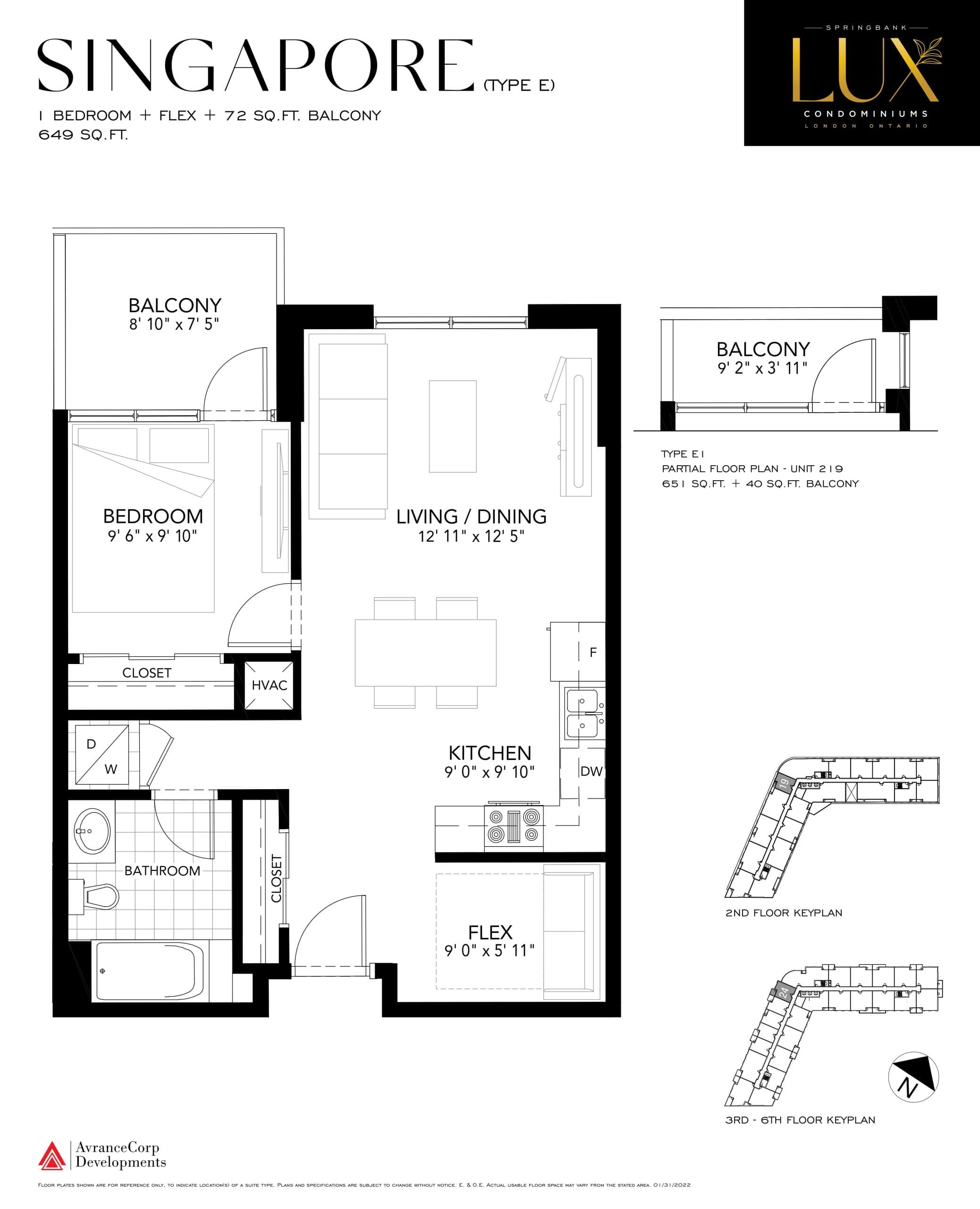 Singapore Floor Plan at Springbank Lux Condos - 649 sq.ft