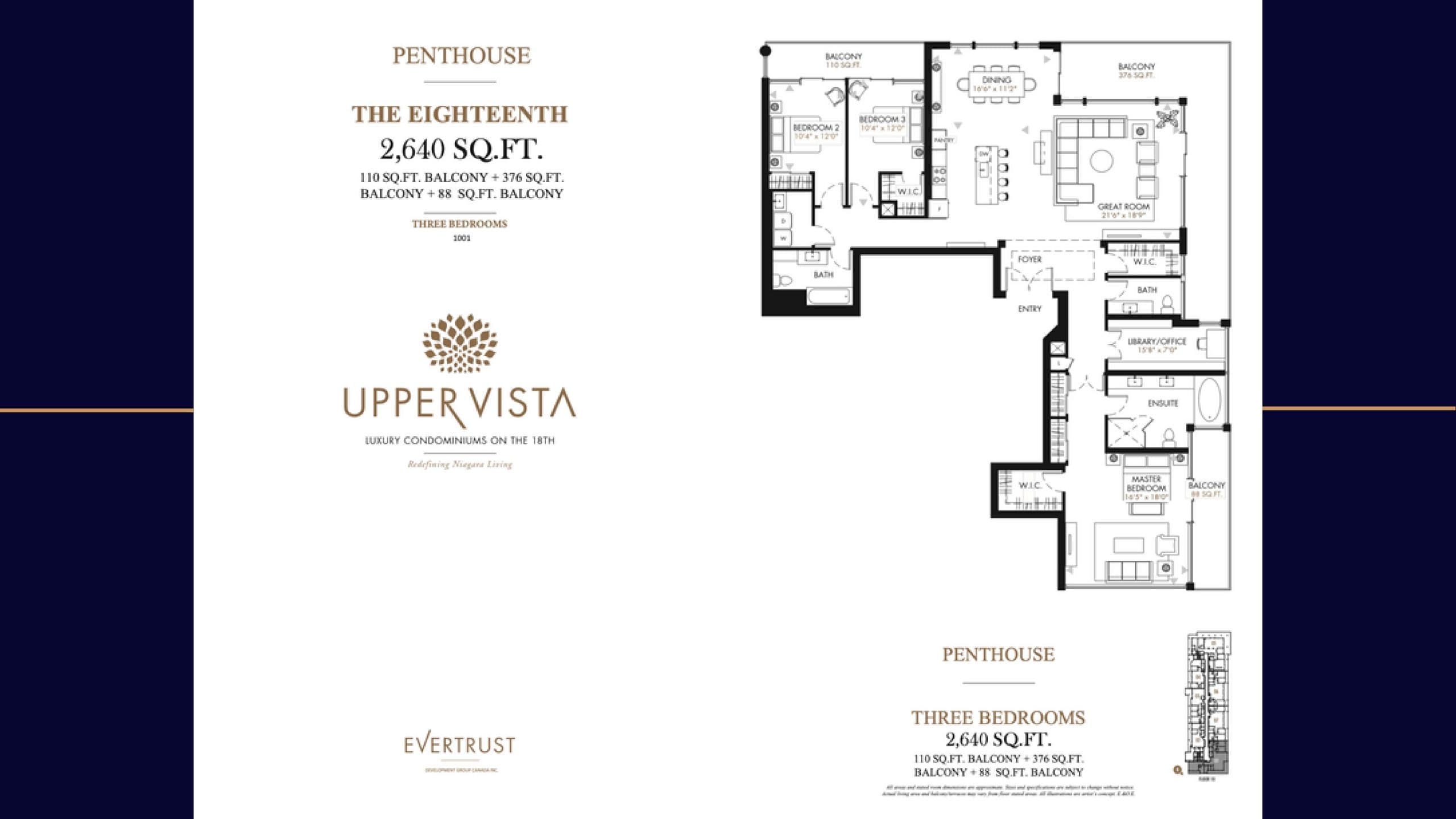 The Eighteenth Floor Plan at Upper Vista Niagara Condos - 2640 sq.ft