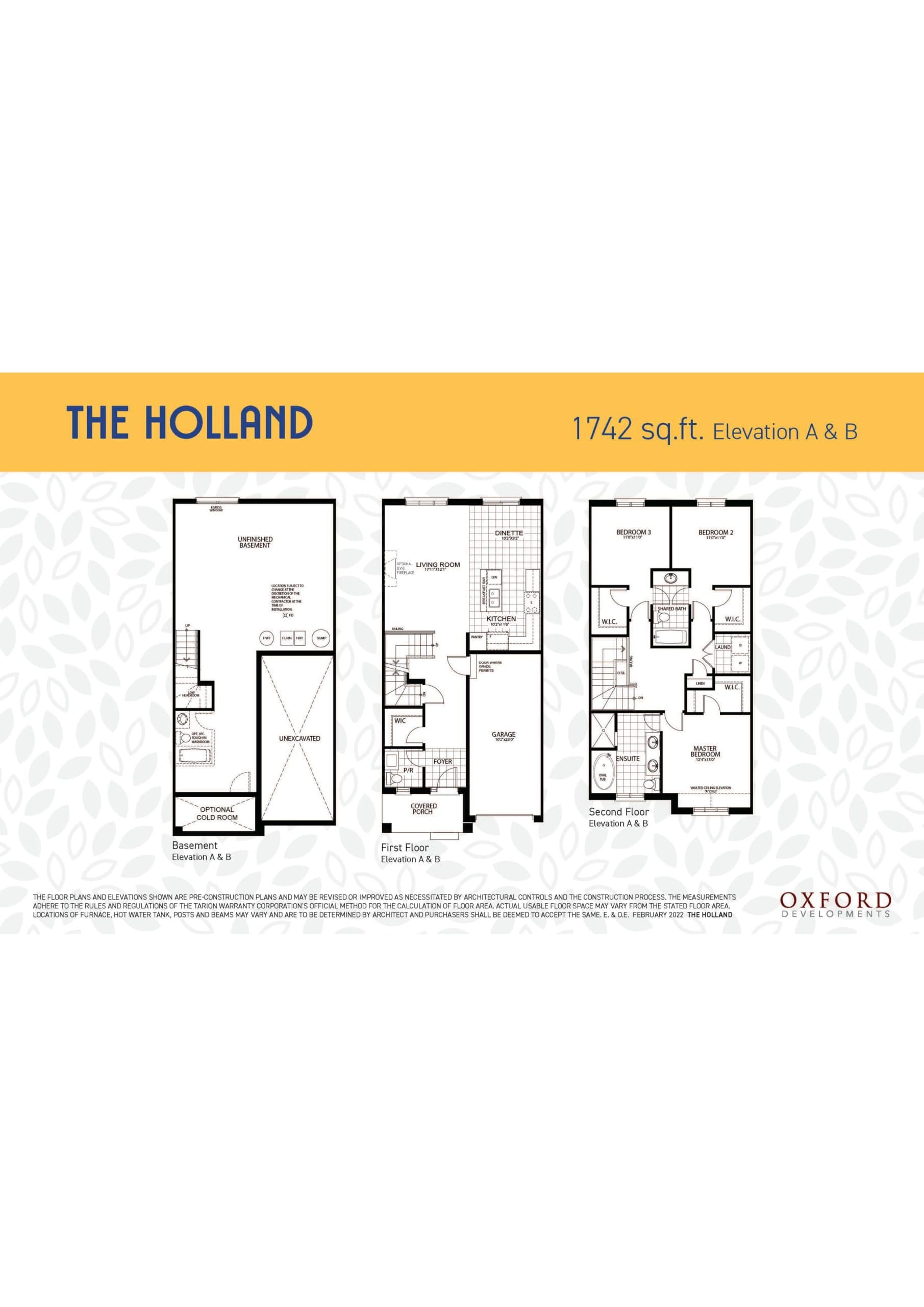 The Holland Floor Plan at Wyldwood Trail Towns - 1742 sq.ft