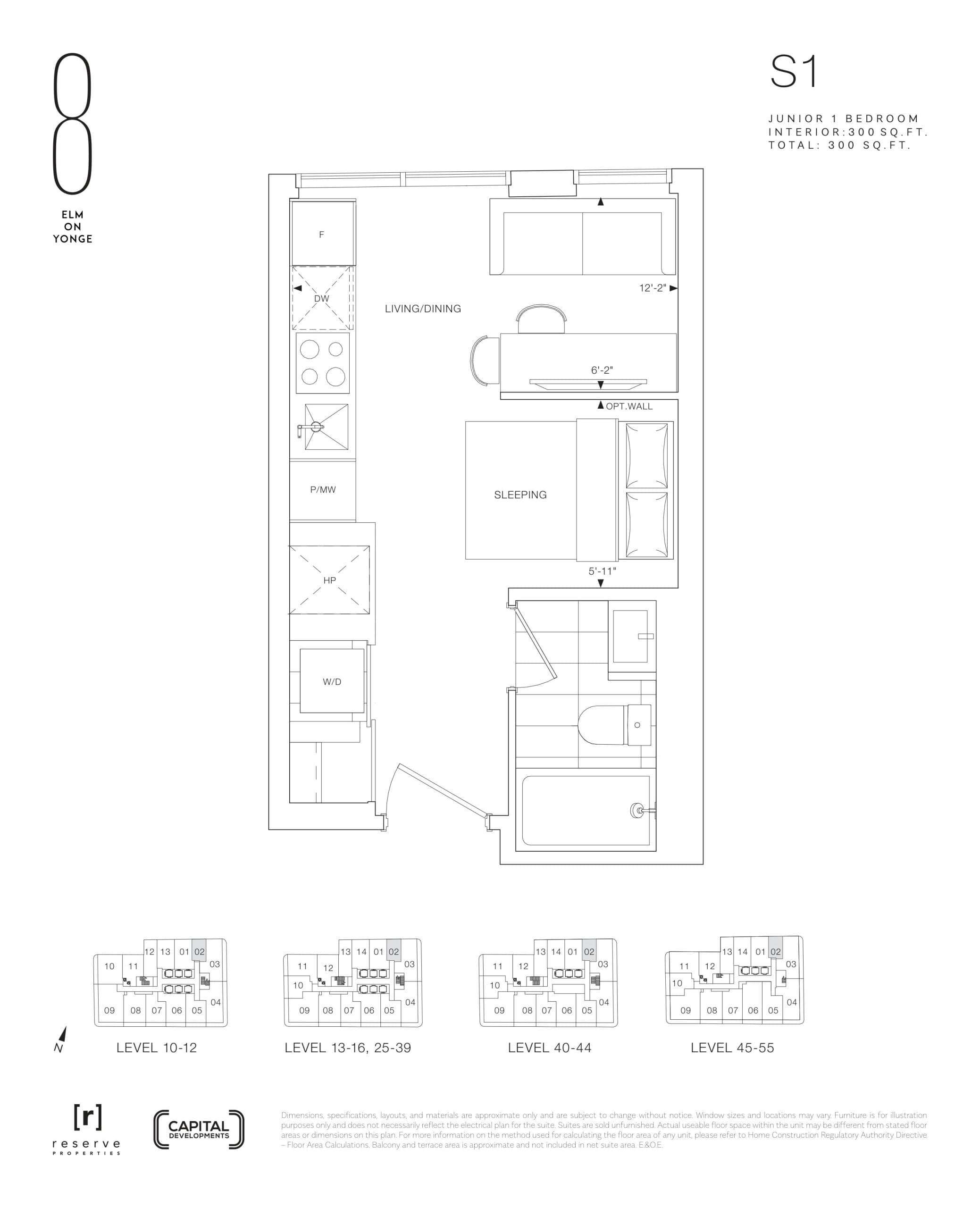 S1 Floor Plan at 8 Elm on Yonge Condos - 300 sq.ft