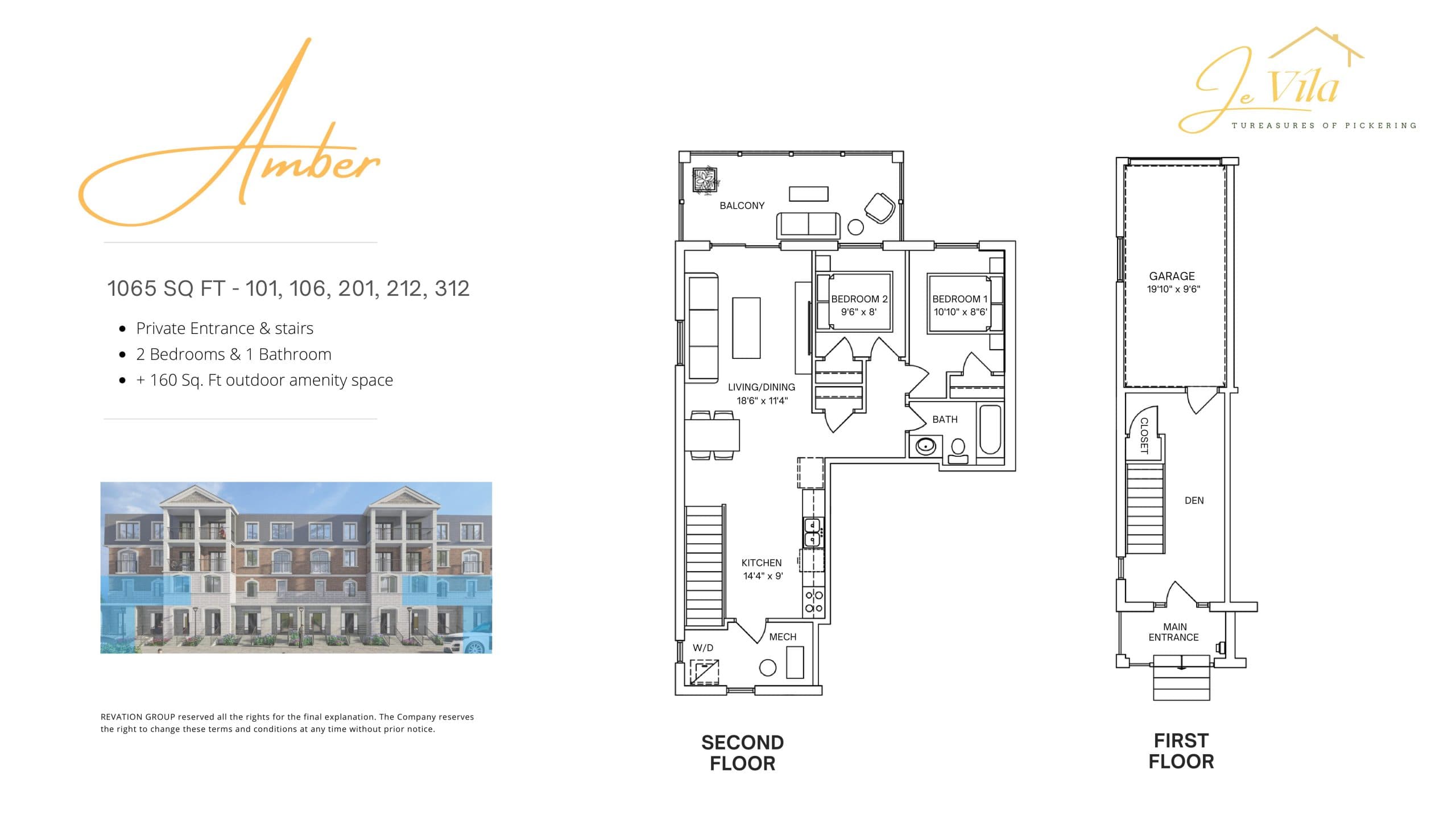 Amber Floor Plan at Je Vila Towns - 1065 sq.ft