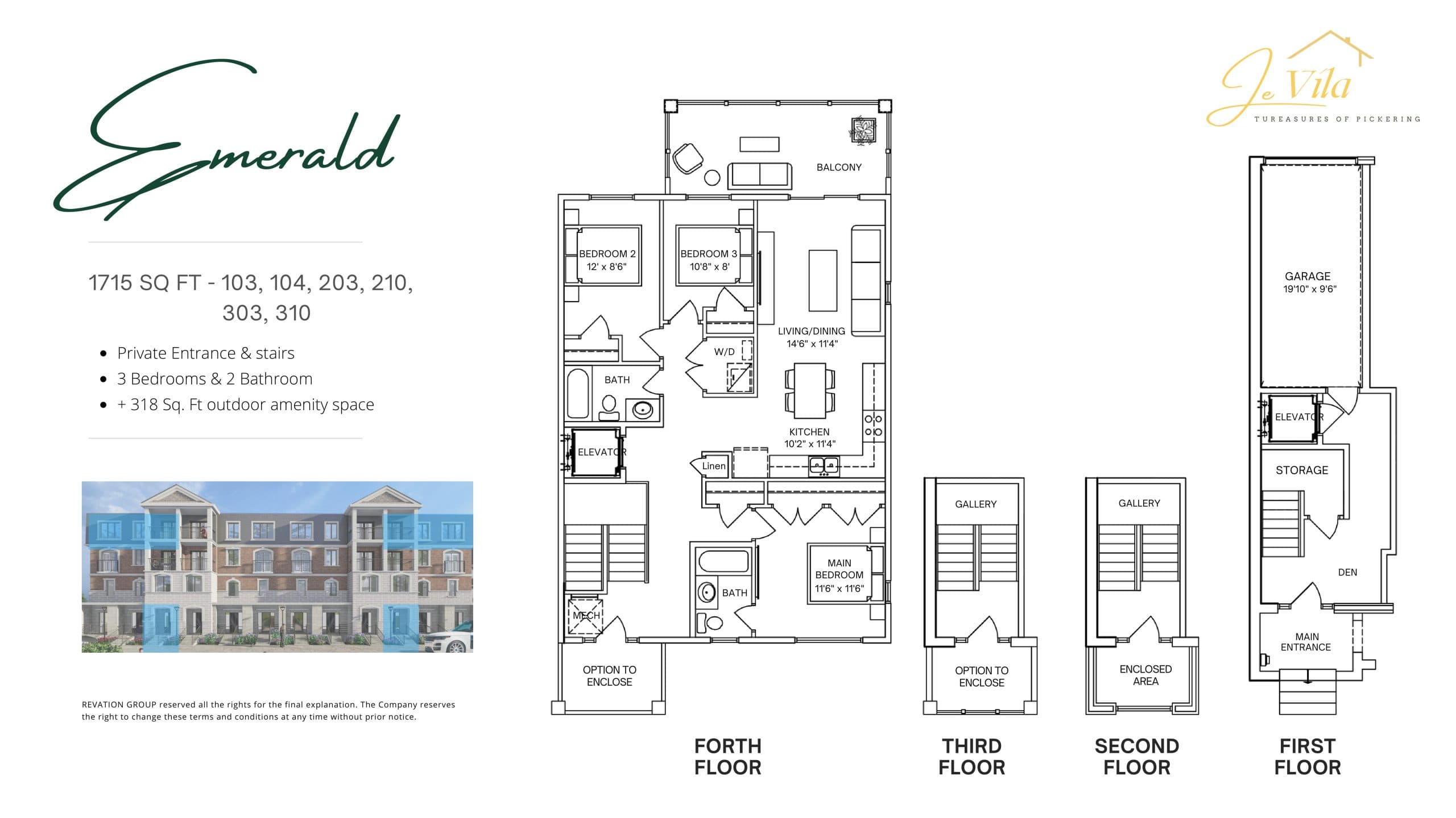 Emerald Floor Plan at Je Vila Towns - 1715 sq.ft
