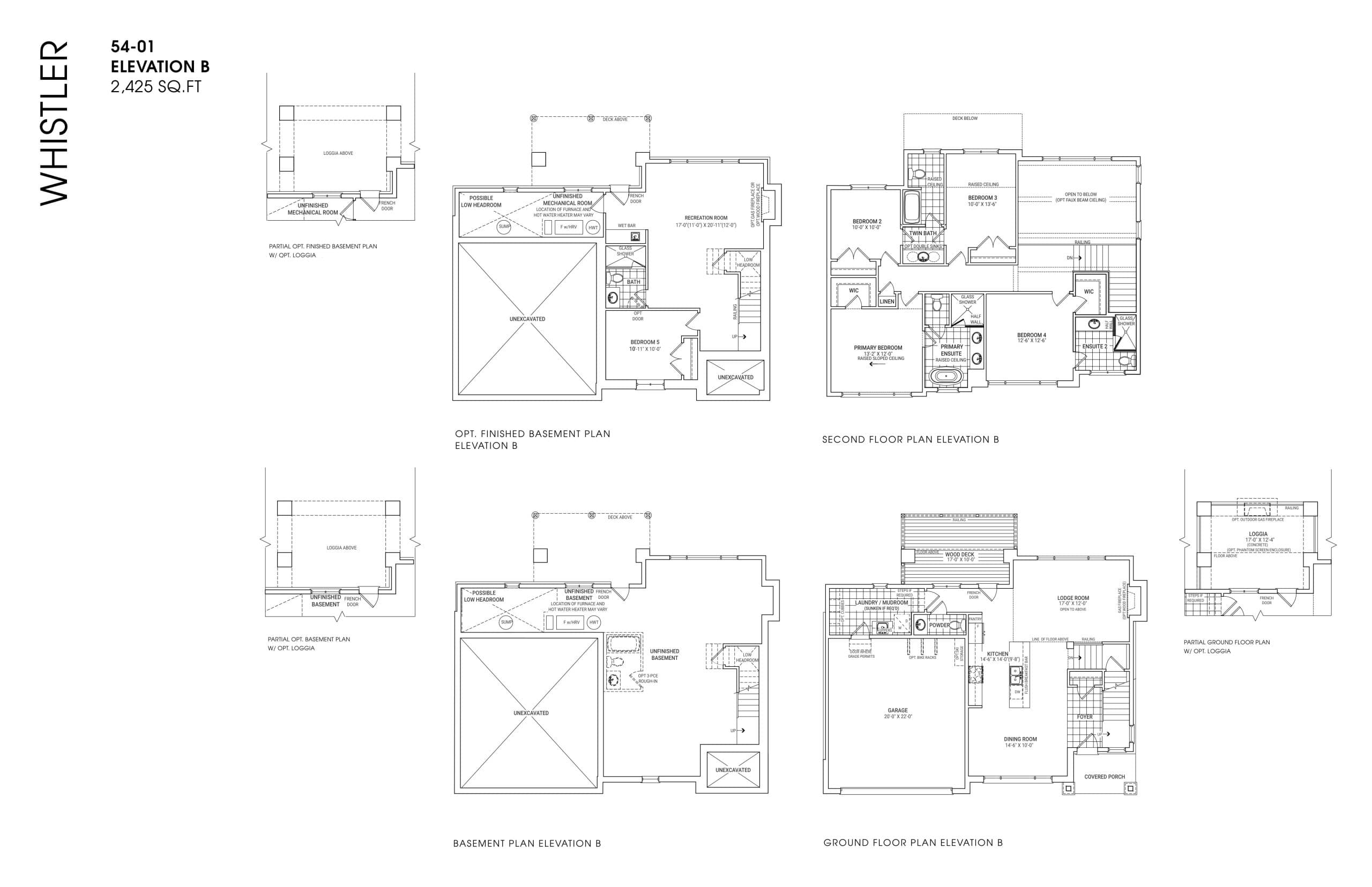 Whistler 54-01 Elevation B Floor Plan at The Summit 2 - 2425 sq.ft