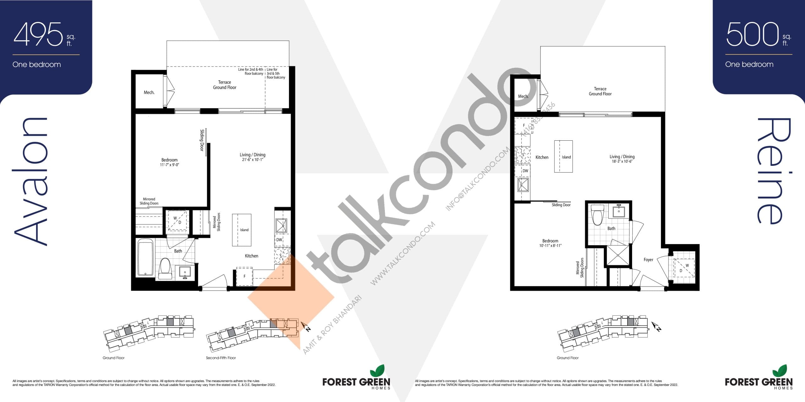 Avalon Floor Plan at Vic Condos - 495 sq.ft