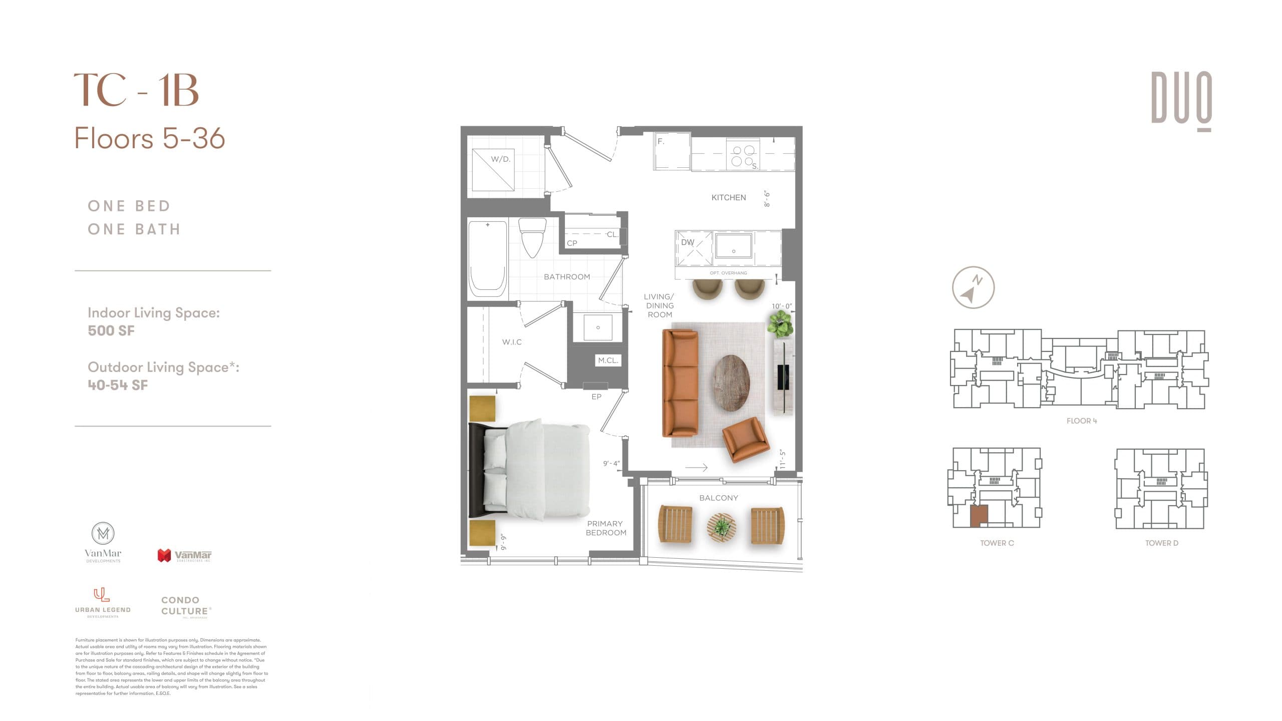 TC-1B Floor Plan at DUO Tower 3 at Station Park Condos - 500 sq.ft