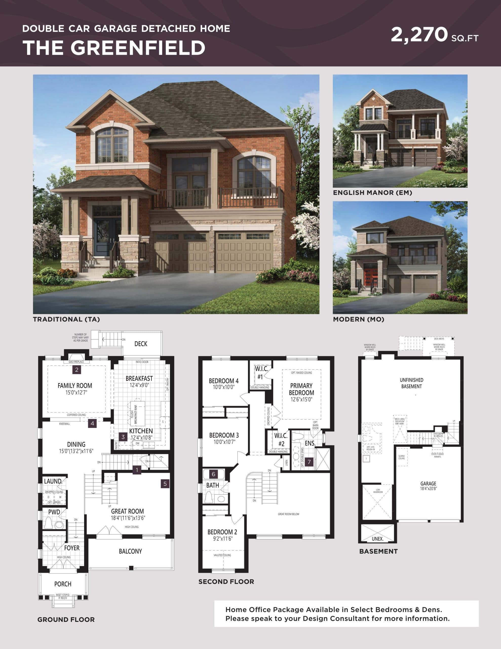 The Greenfield Floor Plan at Seaton Mulberry - 2270 sq.ft